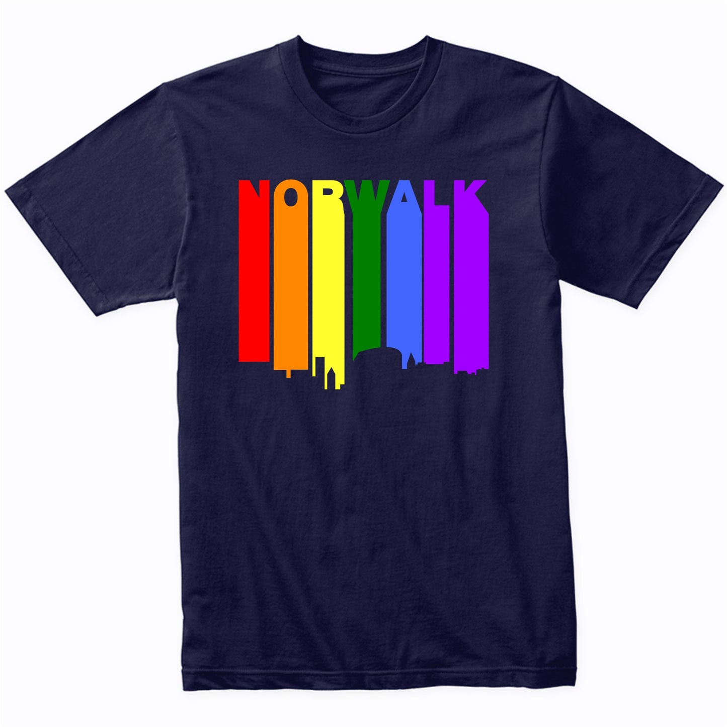 Norwalk Connecticut LGBTQ Gay Pride Rainbow Skyline T-Shirt