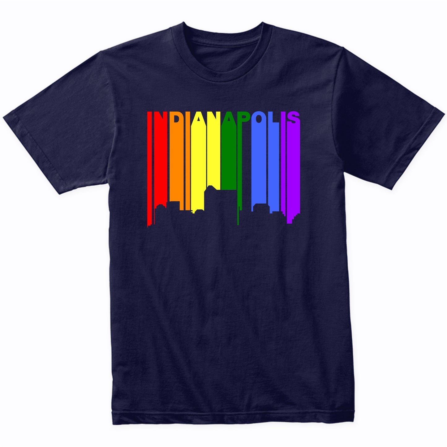 Indianapolis Indiana LGBTQ Gay Pride Rainbow Skyline T-Shirt