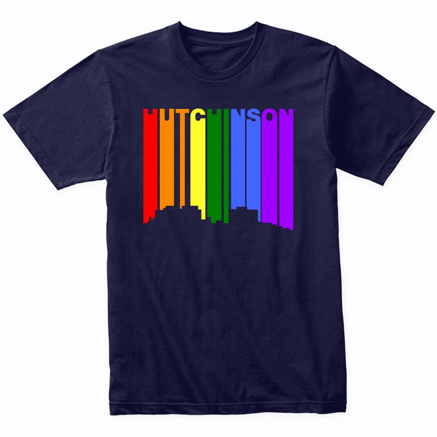 Hutchinson Kansas LGBTQ Gay Pride Rainbow Skyline T-Shirt