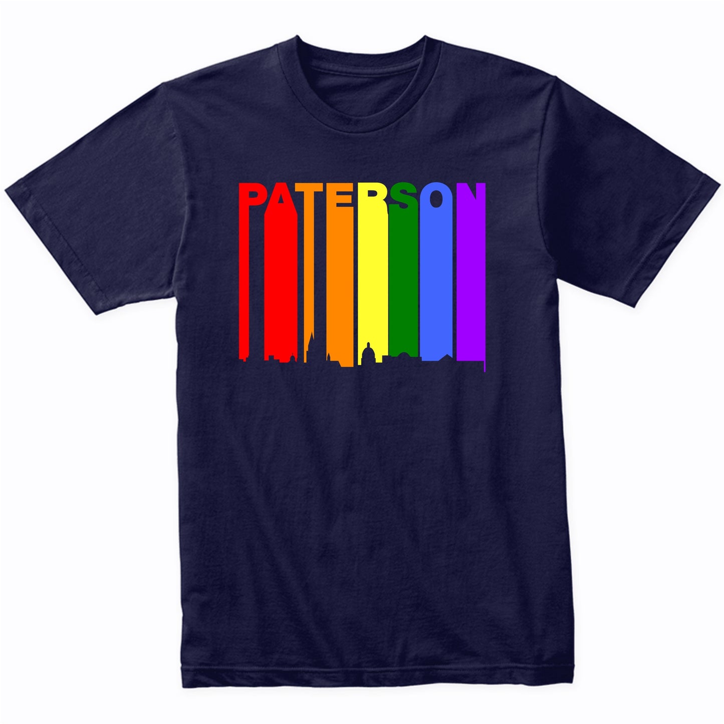 Paterson New Jersey LGBTQ Gay Pride Rainbow Skyline T-Shirt