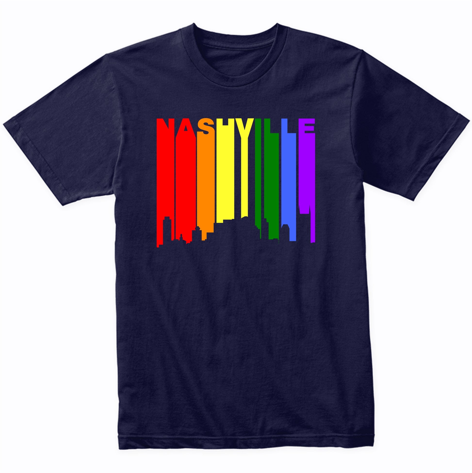 Nashville Tennessee LGBTQ Gay Pride Rainbow Skyline T-Shirt