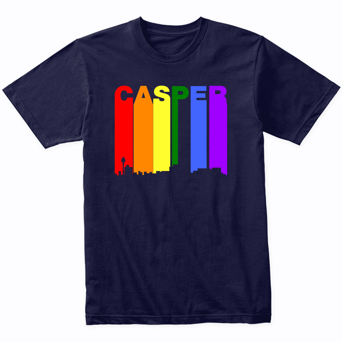 Casper Wyoming LGBTQ Gay Pride Rainbow Skyline T-Shirt