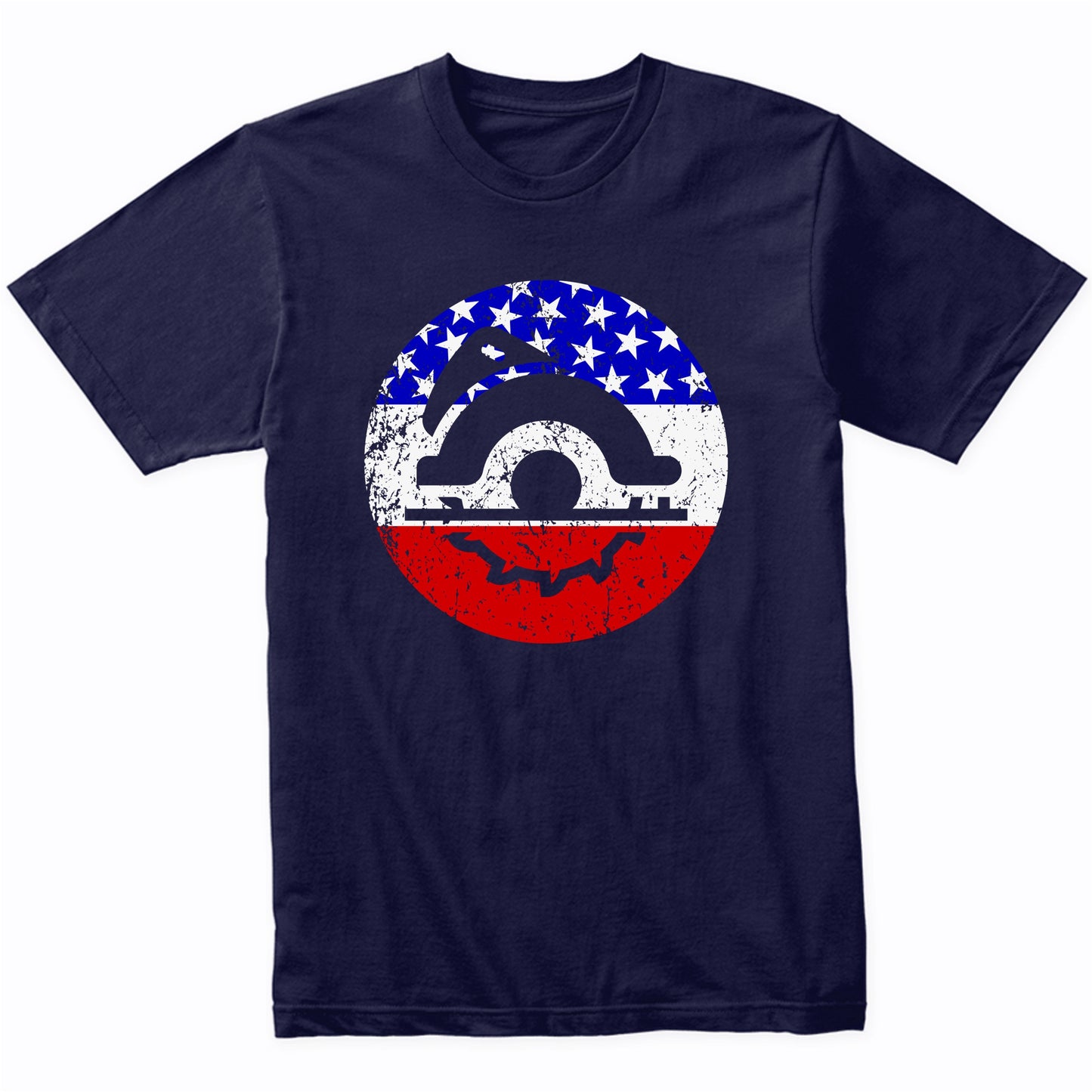 American Flag Carpenter Shirt - Retro Circular Saw T-Shirt