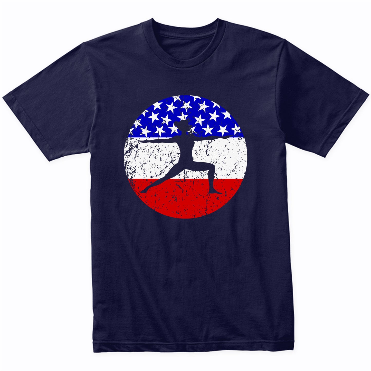 American Flag Yoga Shirt - Retro Yoga Pose T-Shirt