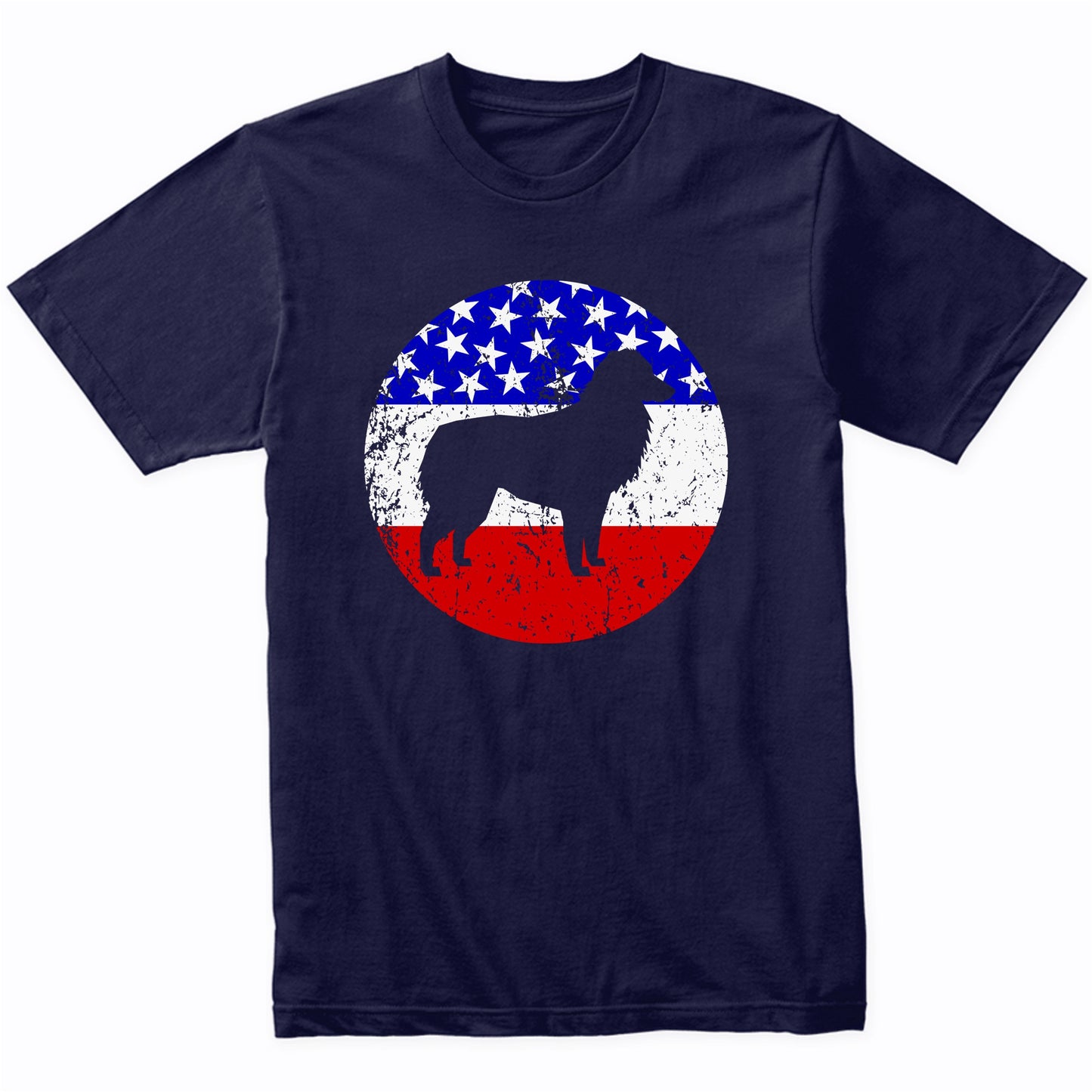 American Flag Australian Shepherd Shirt - Retro Aussie Dog T-Shirt