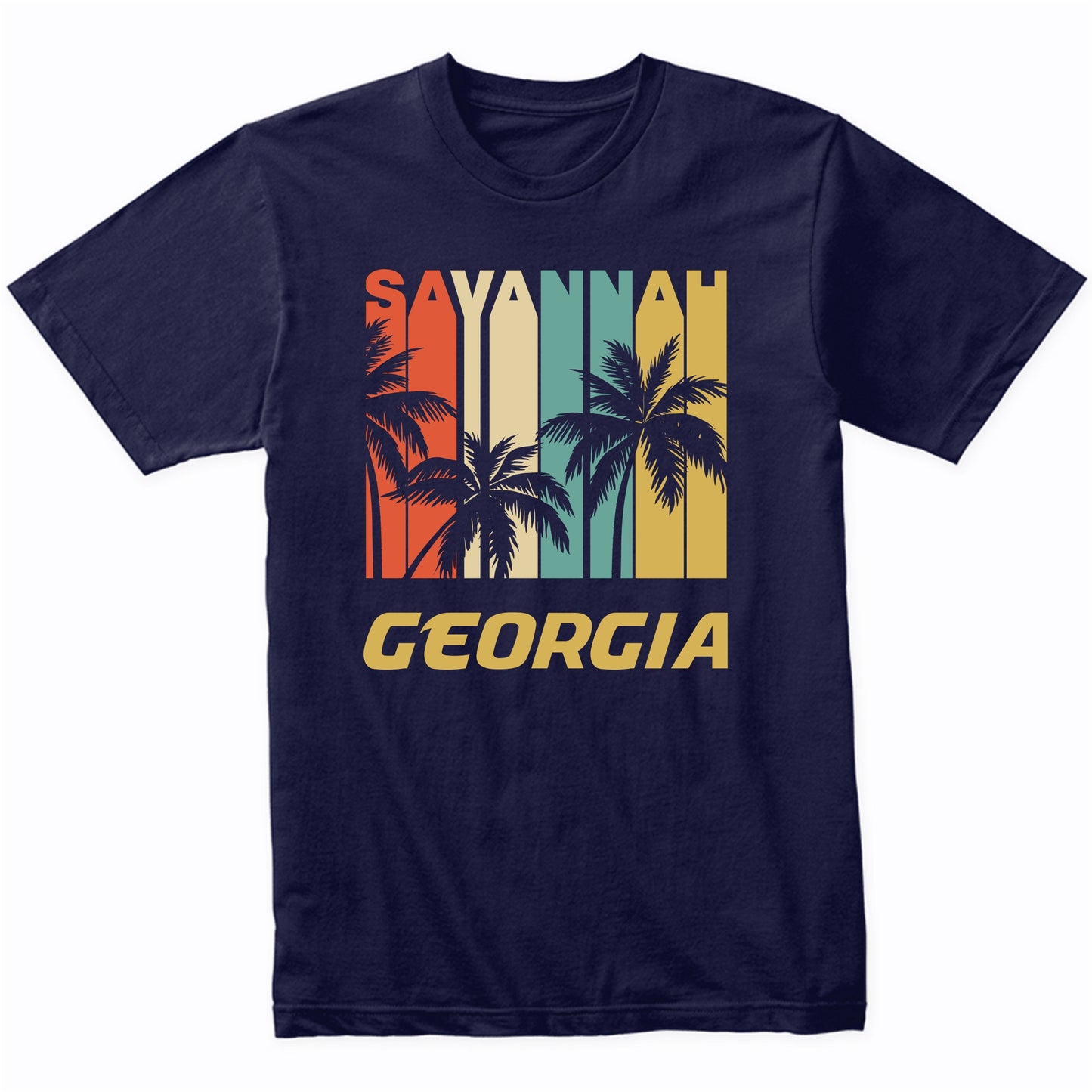 Retro Savannah Georgia Palm Trees Vacation T-Shirt