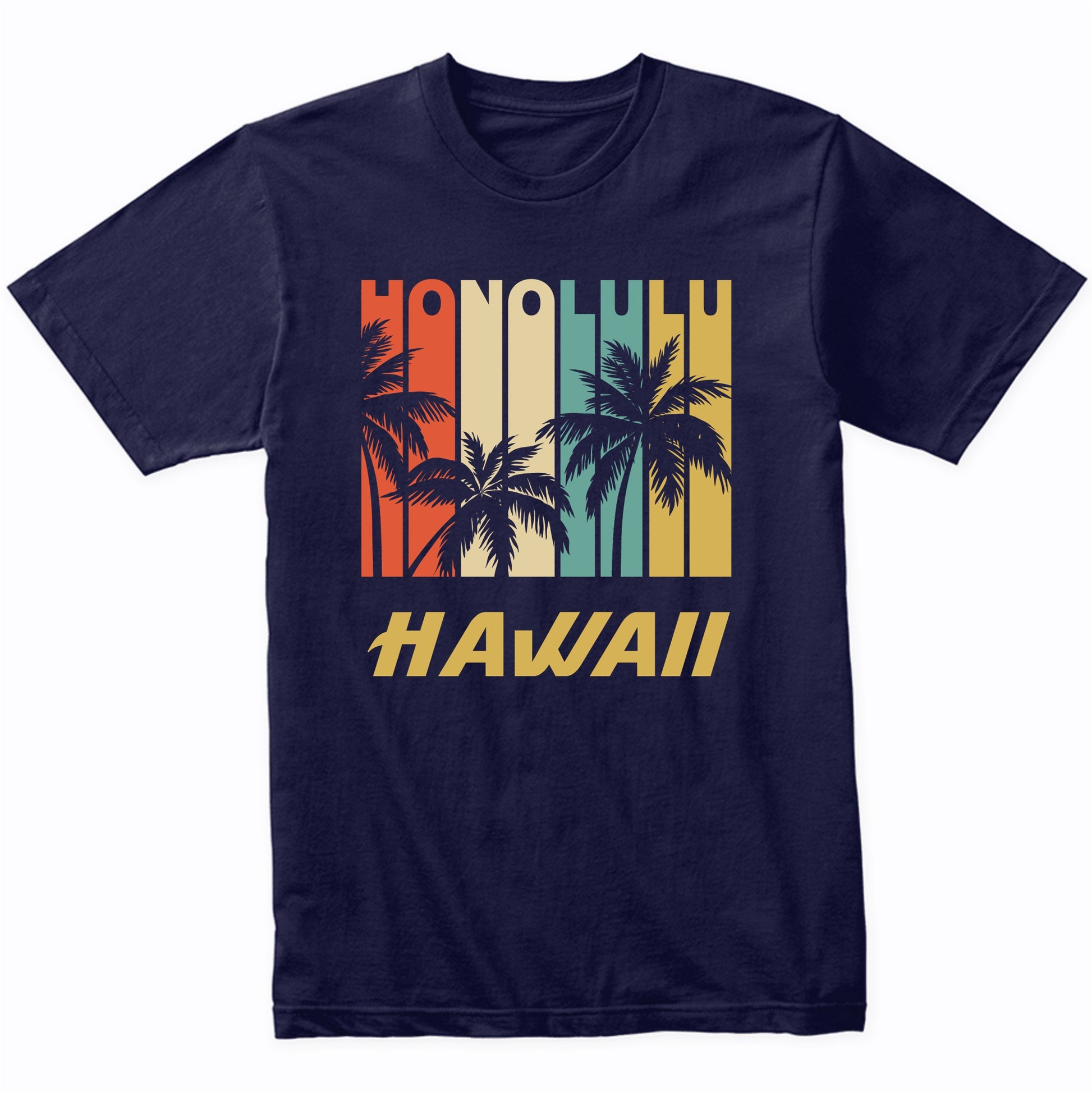 Retro Honolulu Hawaii Palm Trees Vacation T-Shirt