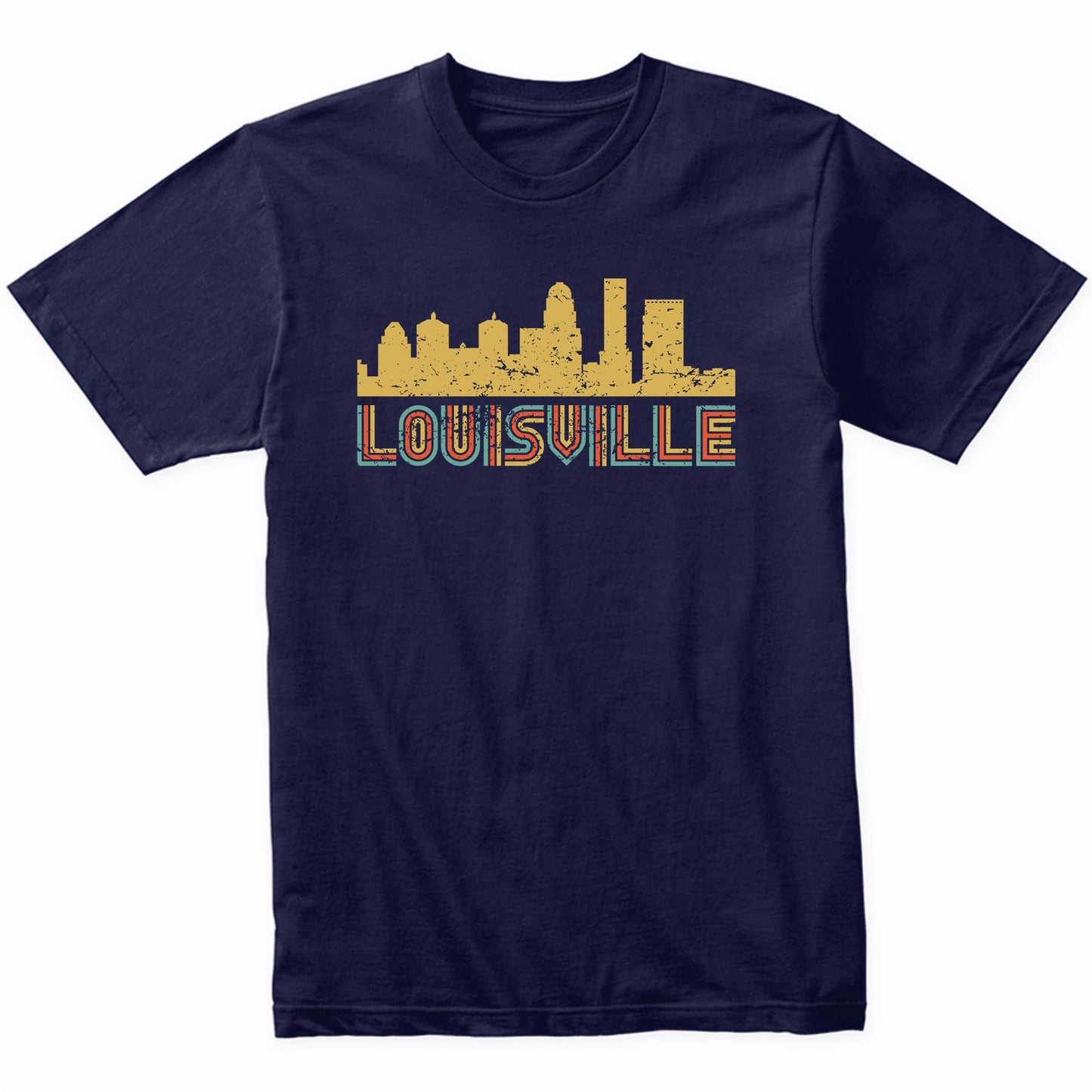 Retro Louisville Kentucky Skyline T-Shirt