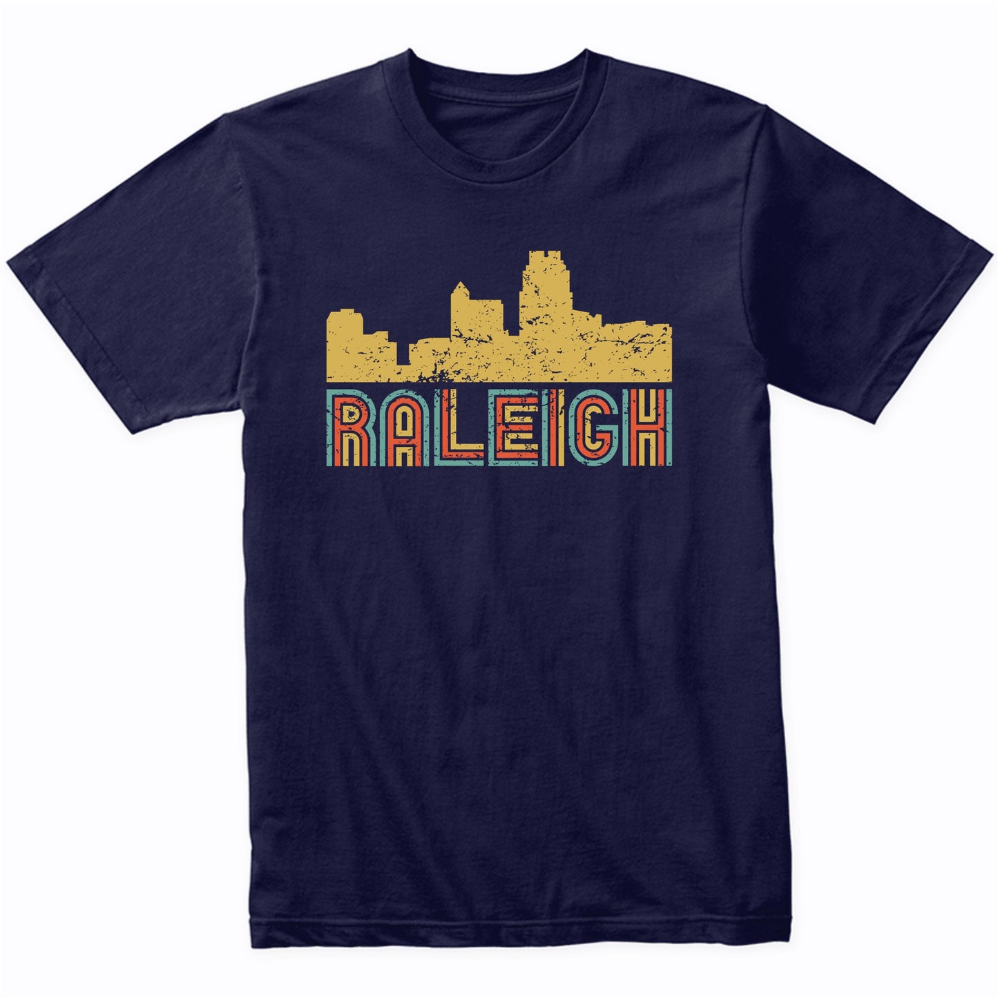 Retro Raleigh North Carolina Skyline T-Shirt