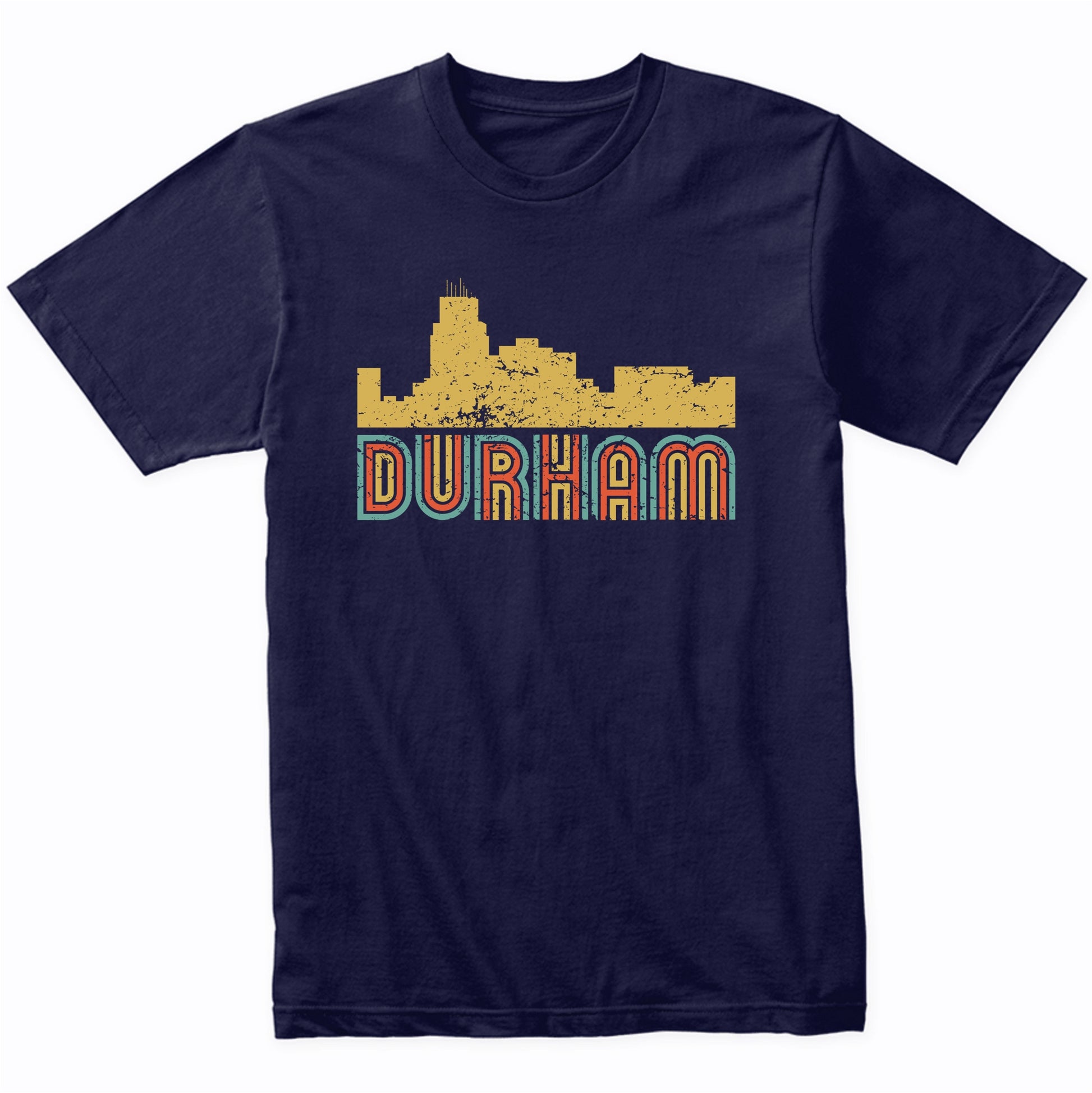 Retro Durham North Carolina Skyline T-Shirt