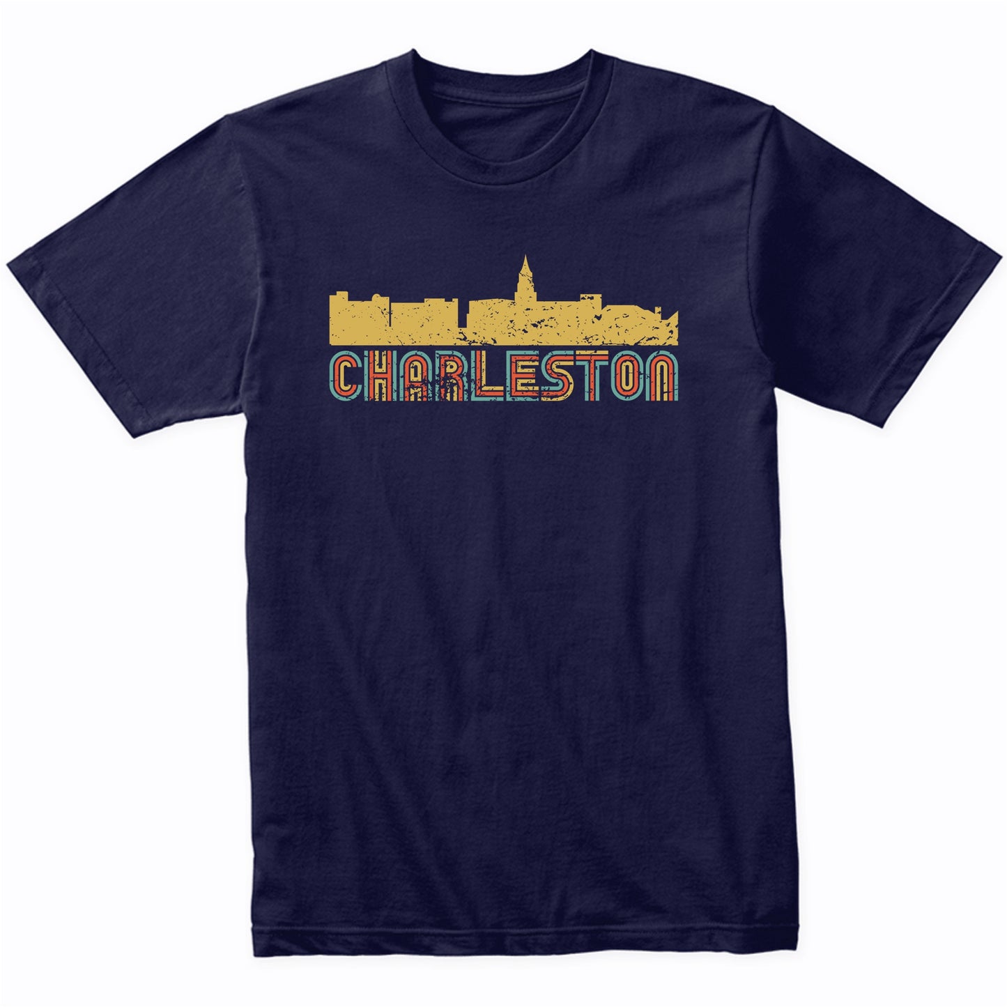 Retro Charleston South Carolina Skyline T-Shirt