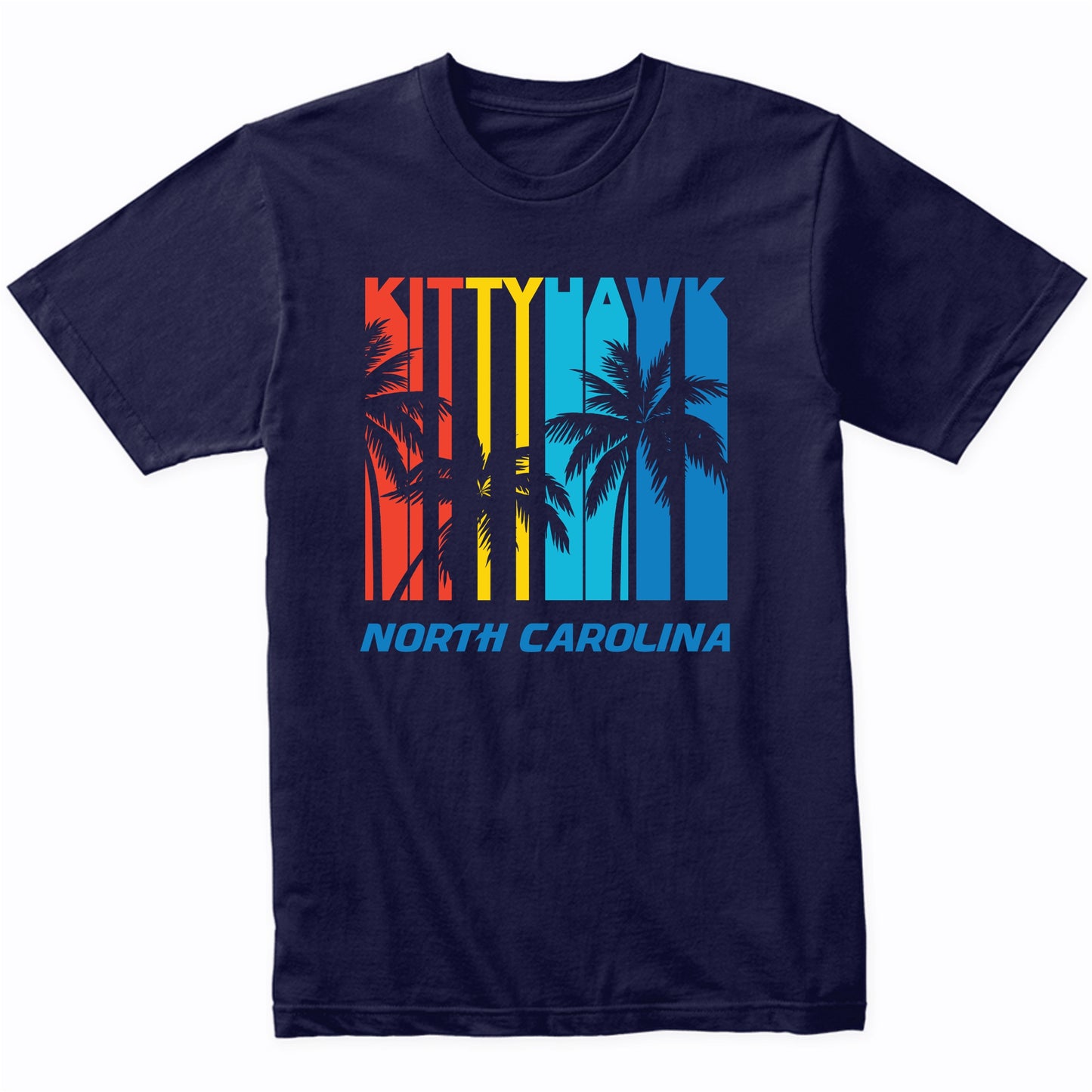 Retro Kittyhawk North Carolina Palm Trees Vacation T-Shirt