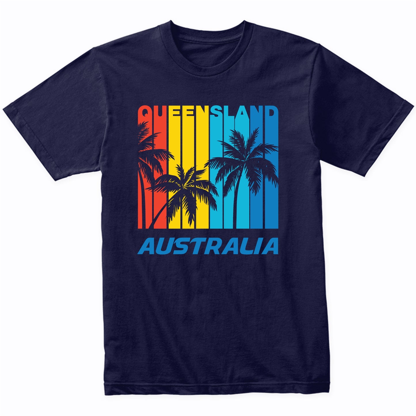 Retro Queensland Australia Palm Trees Vacation T-Shirt