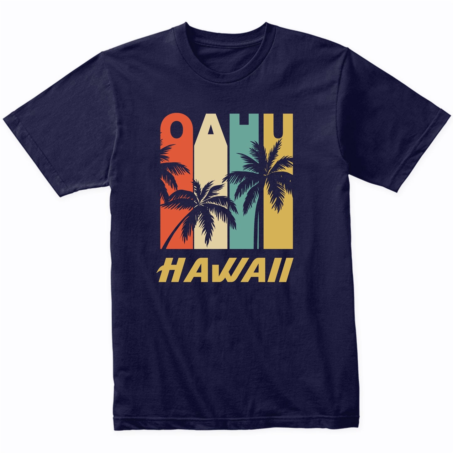 Retro Oahu Hawaii Palm Trees Vacation T-Shirt