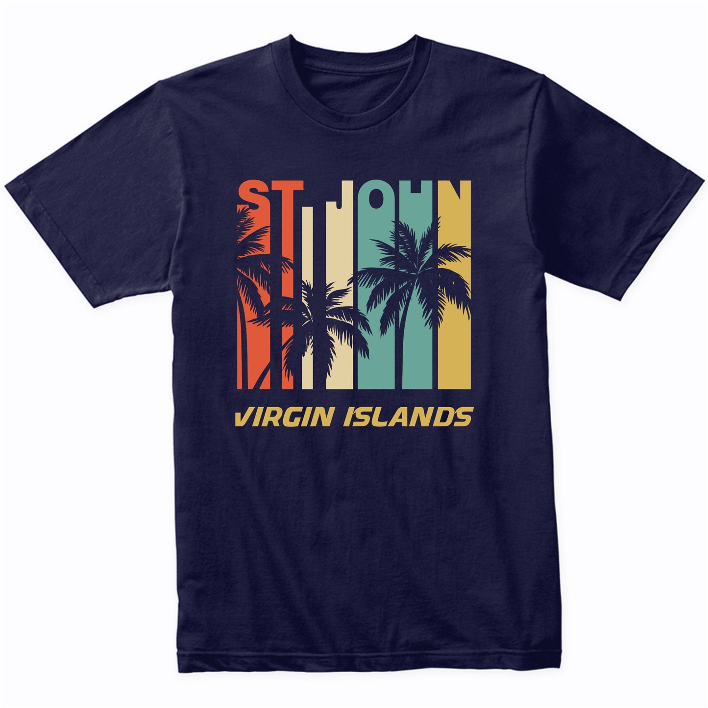 Retro St. John Virgin Islands Palm Trees Vacation T-Shirt