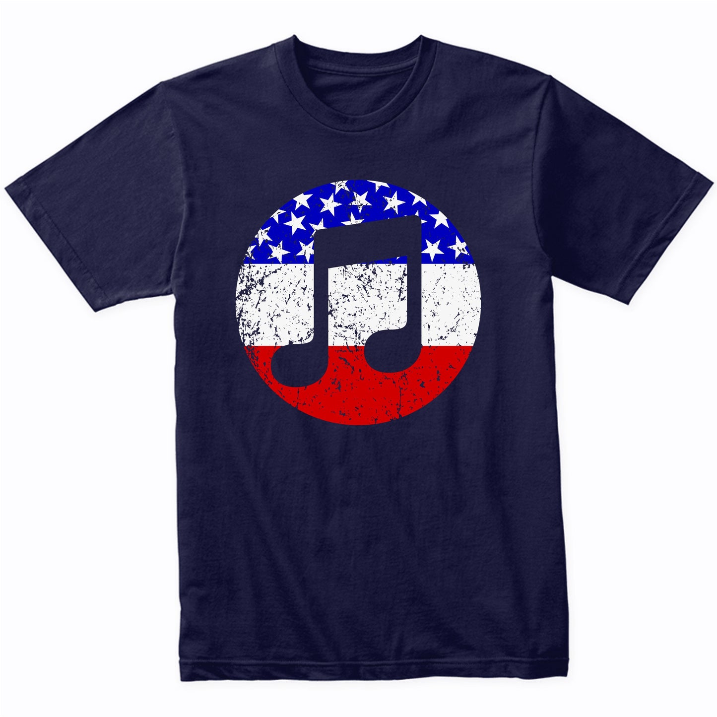 Musician Retro Musical Notes American Flag T-Shirt