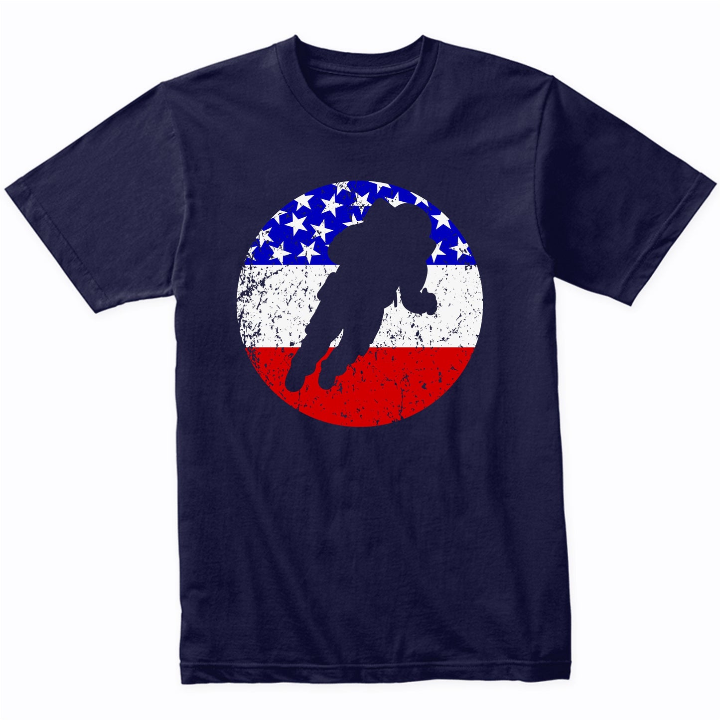 Space Science Retro Astronaut American Flag T-Shirt