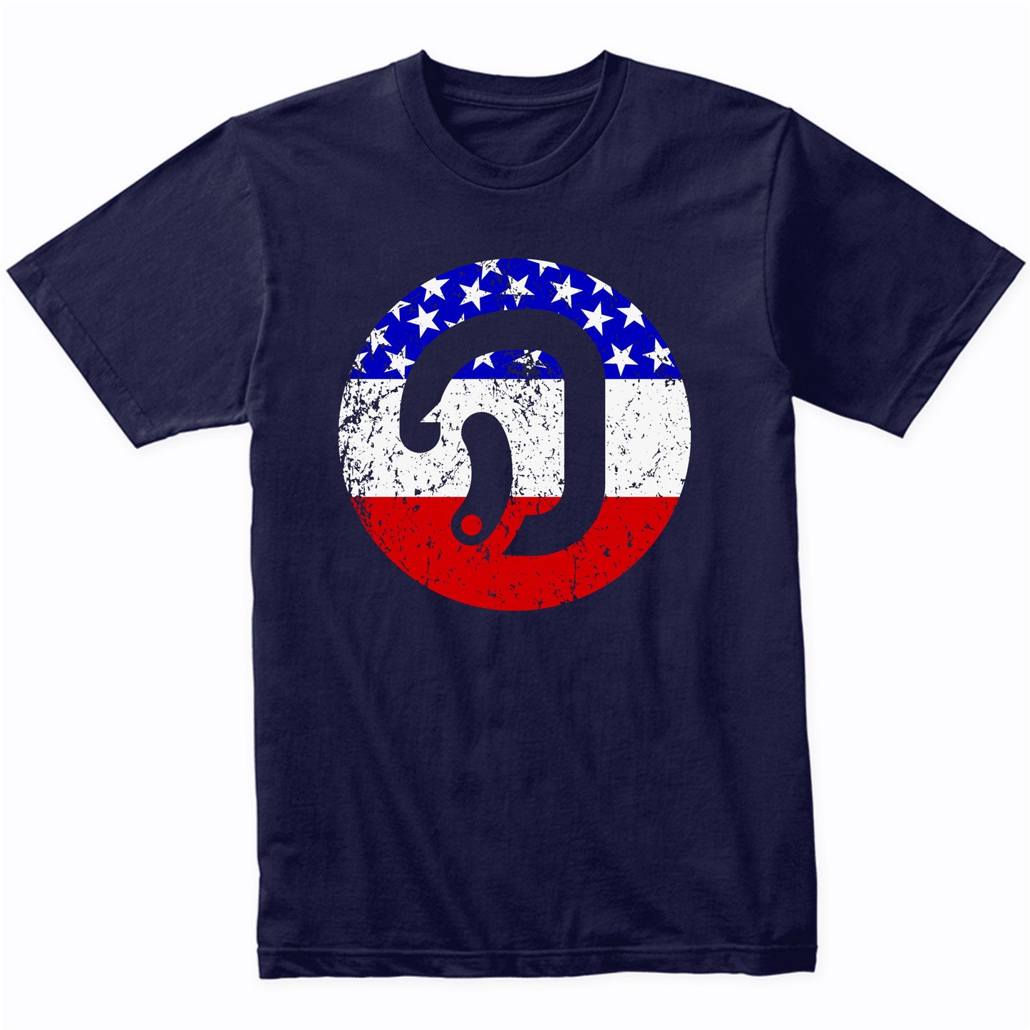 Rock Climbing Retro Carabiner American Flag T-Shirt