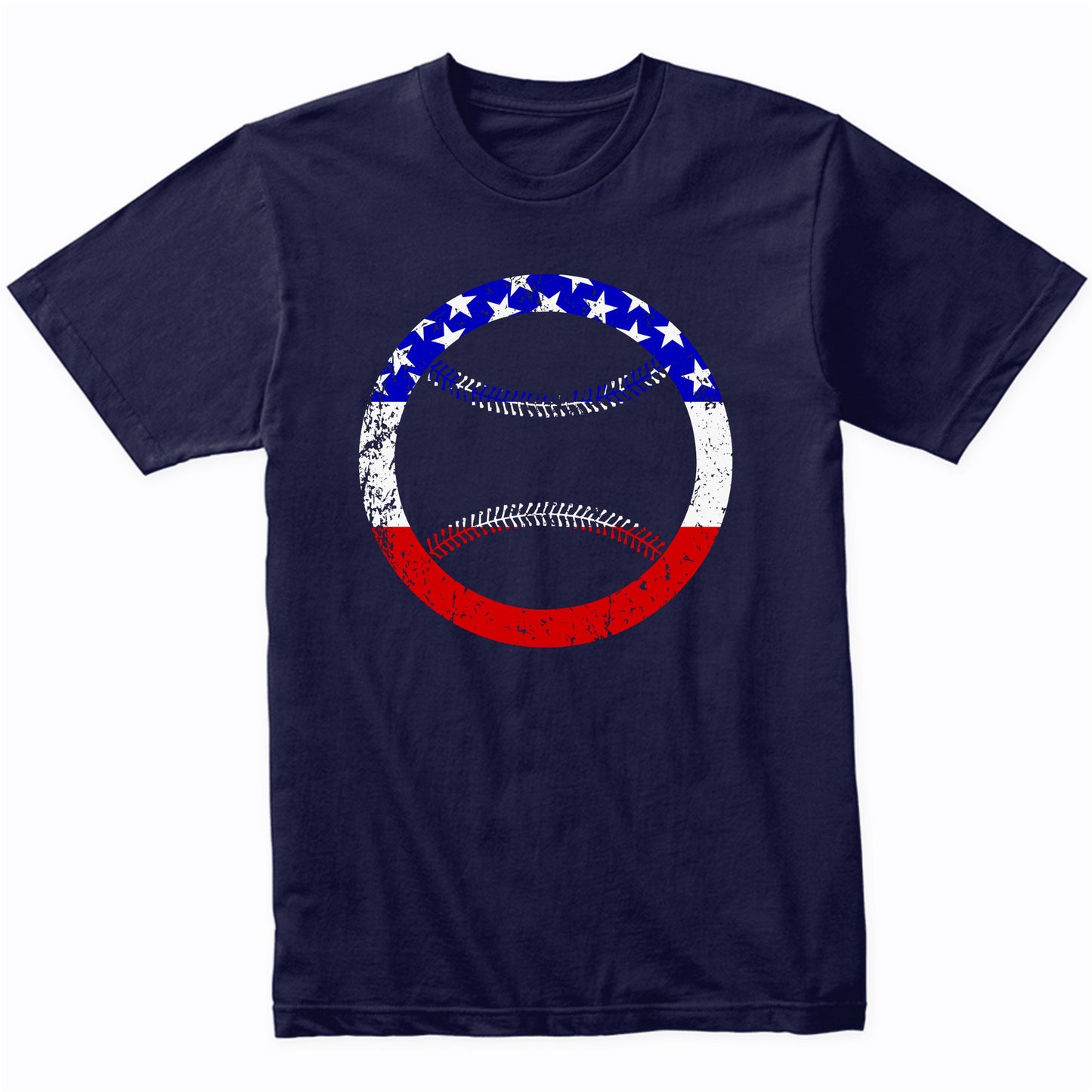 Softball Retro Baseball American Flag T-Shirt