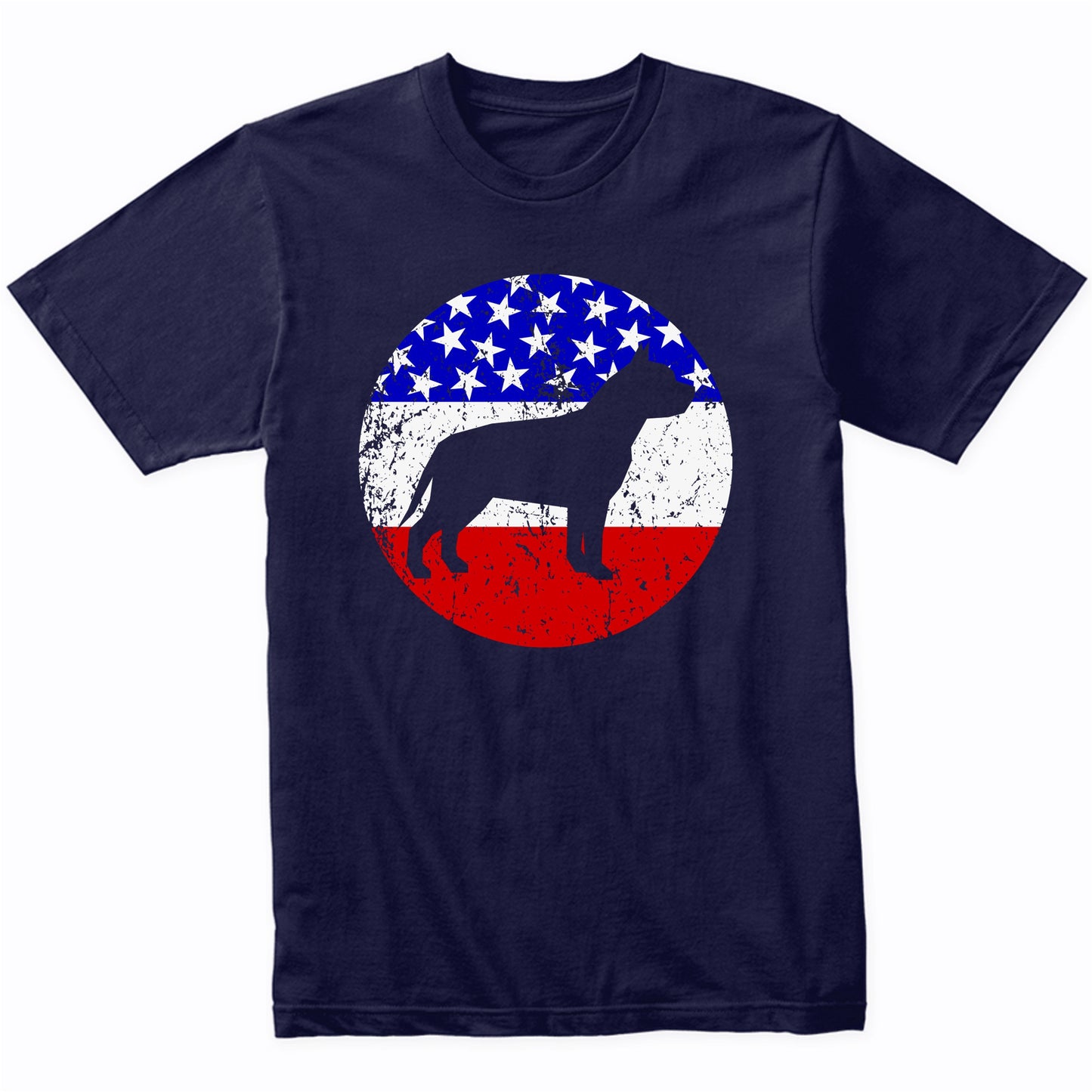 Pit Bull Retro Style Dog American Flag T-Shirt