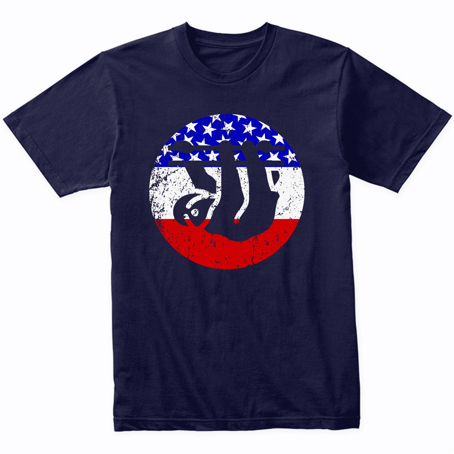 Sloth Retro Style Animal American Flag T-Shirt