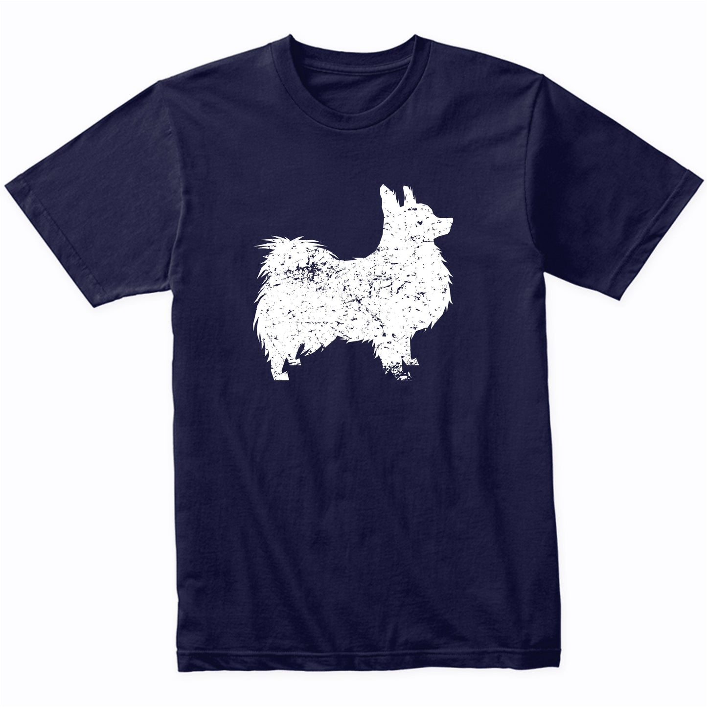 Distressed Papillon Silhouette Dog Owner T-Shirt