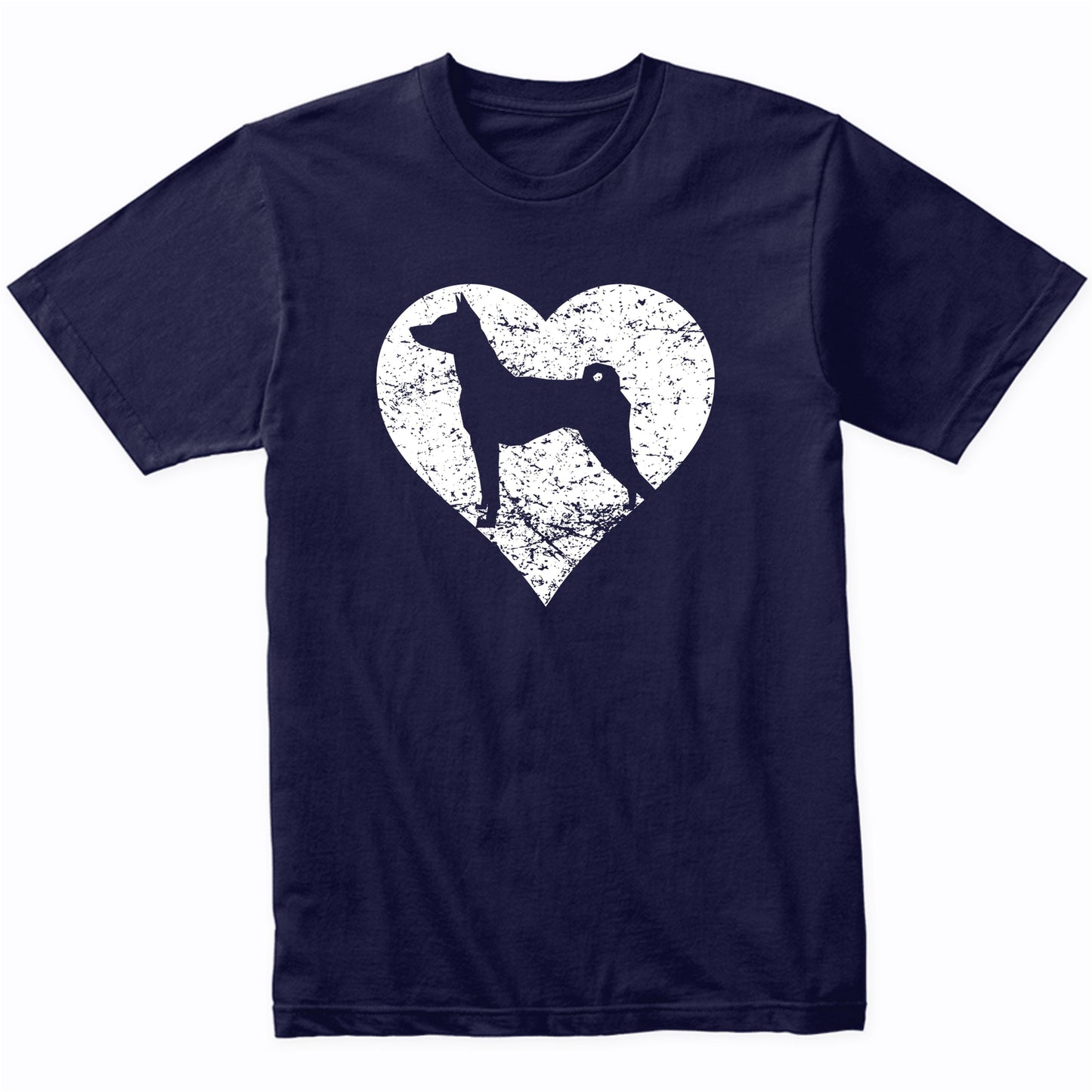 Distressed Basenji Heart Dog Owner Graphic T-Shirt