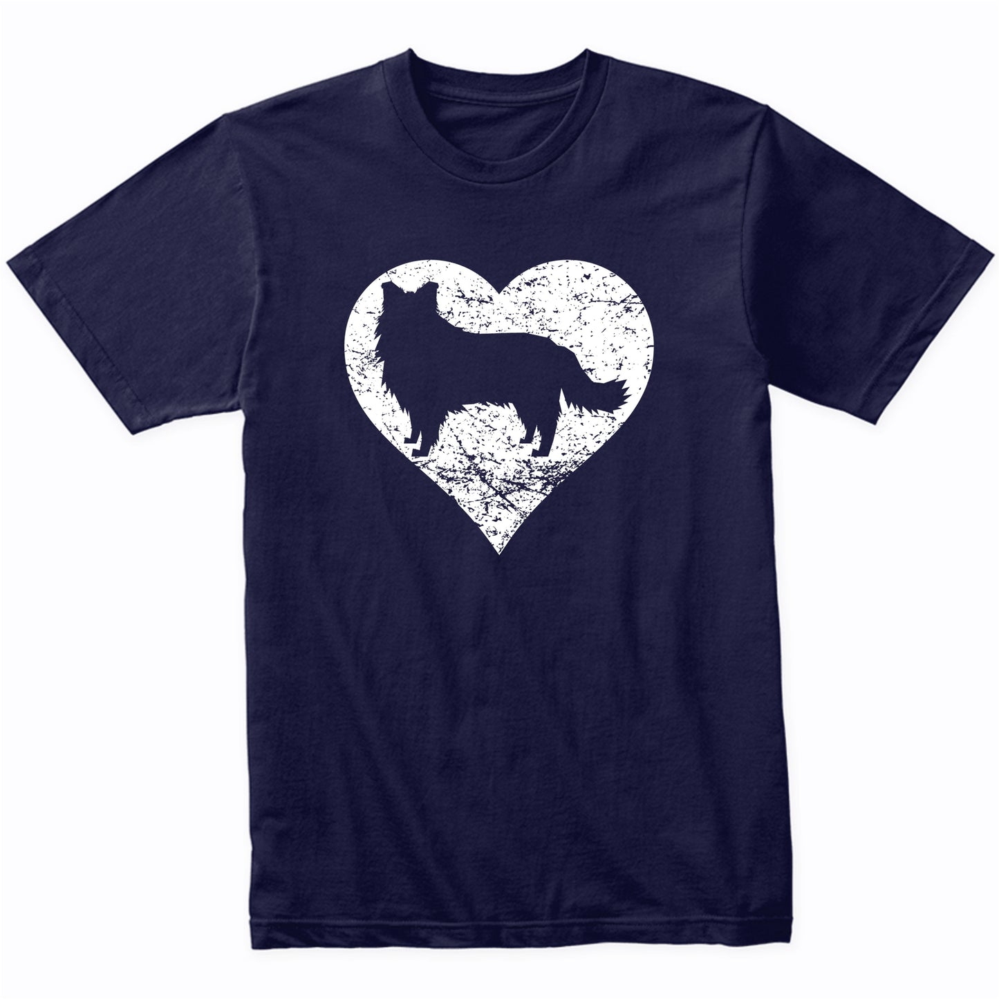 Distressed Border Collie Heart Dog Owner Graphic T-Shirt