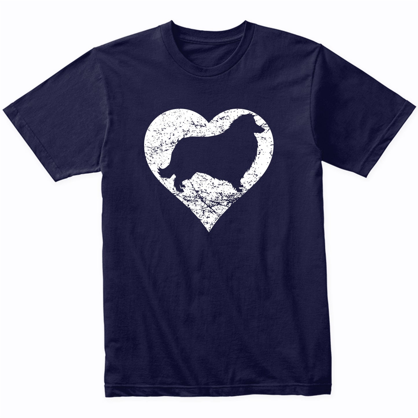 Distressed Collie Heart Dog Owner Graphic T-Shirt