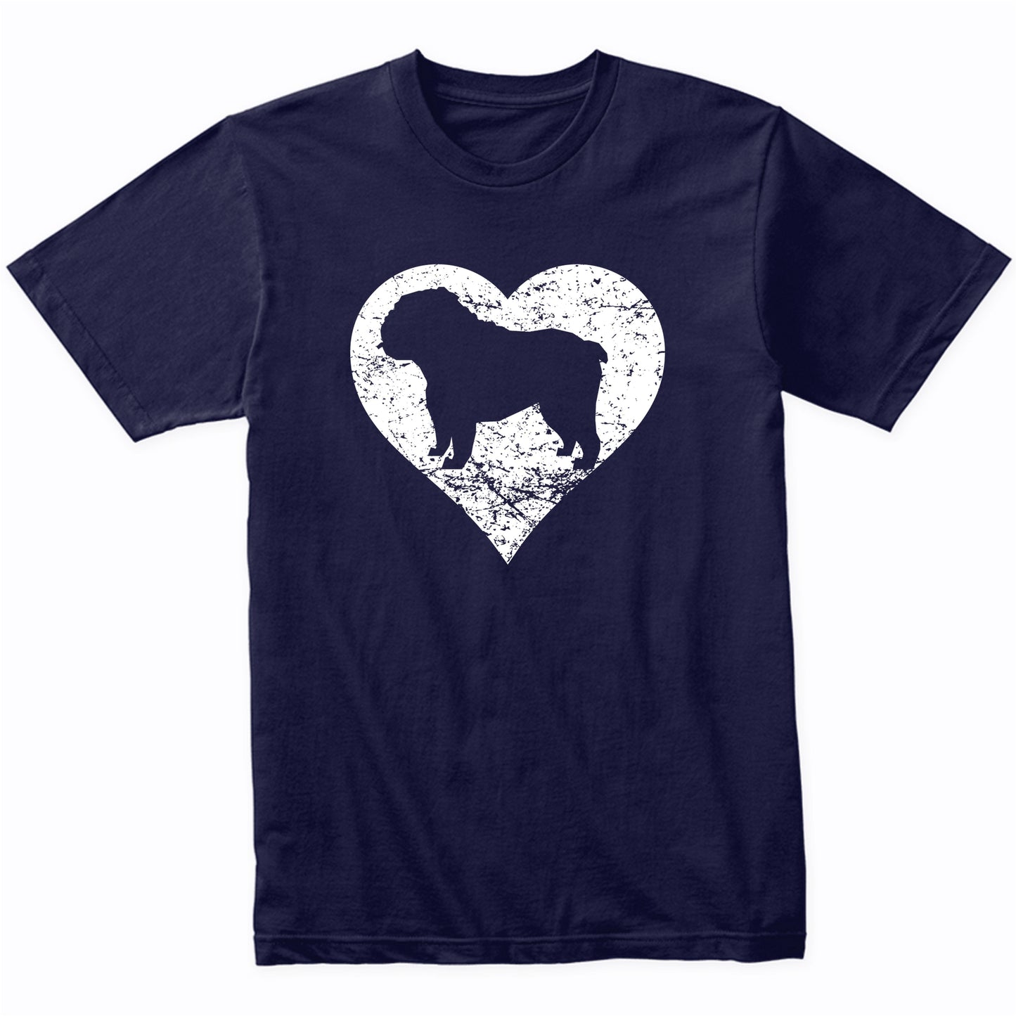 Distressed English Bulldog Heart Dog Owner Graphic T-Shirt