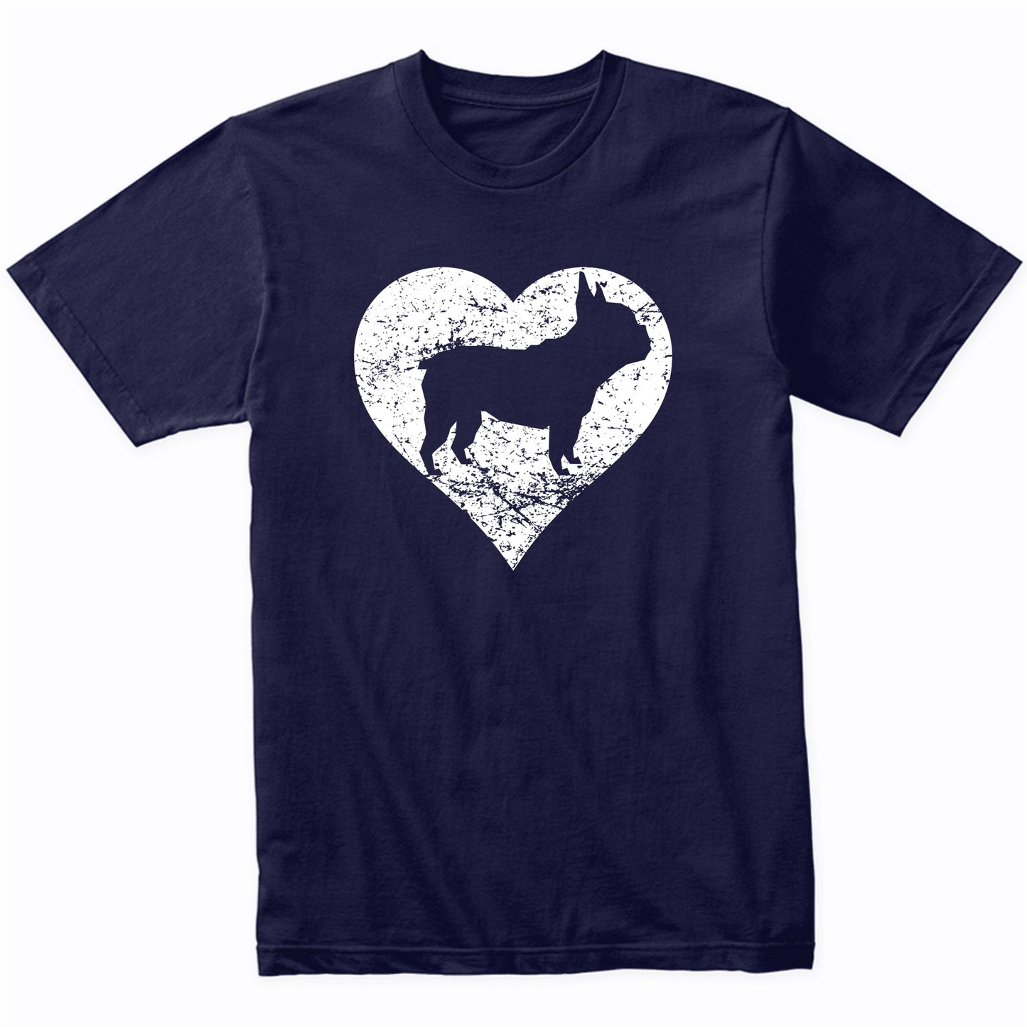 Distressed French Bulldog Heart Dog Owner Graphic T-Shirt