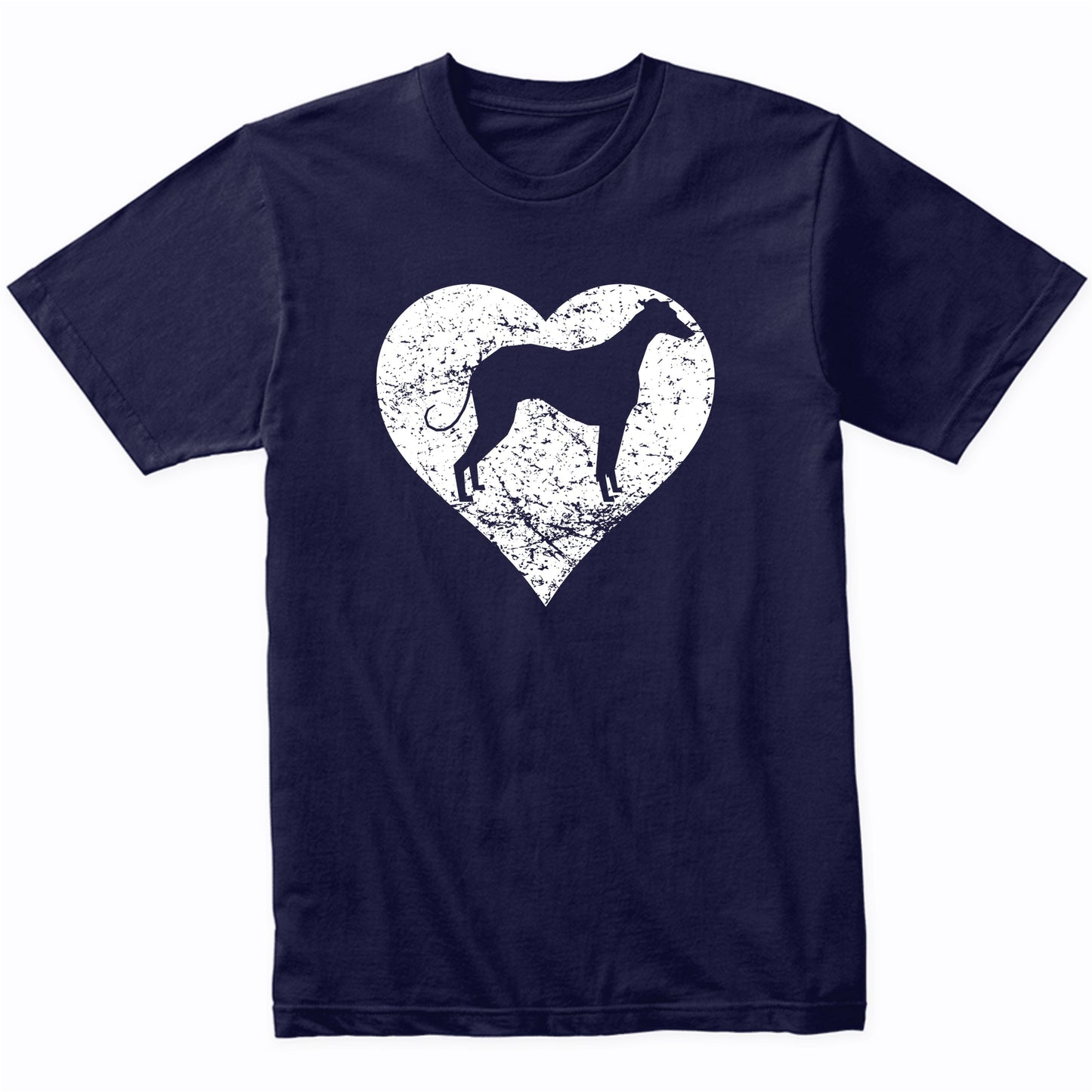 Distressed Greyhound Heart Dog Owner Graphic T-Shirt