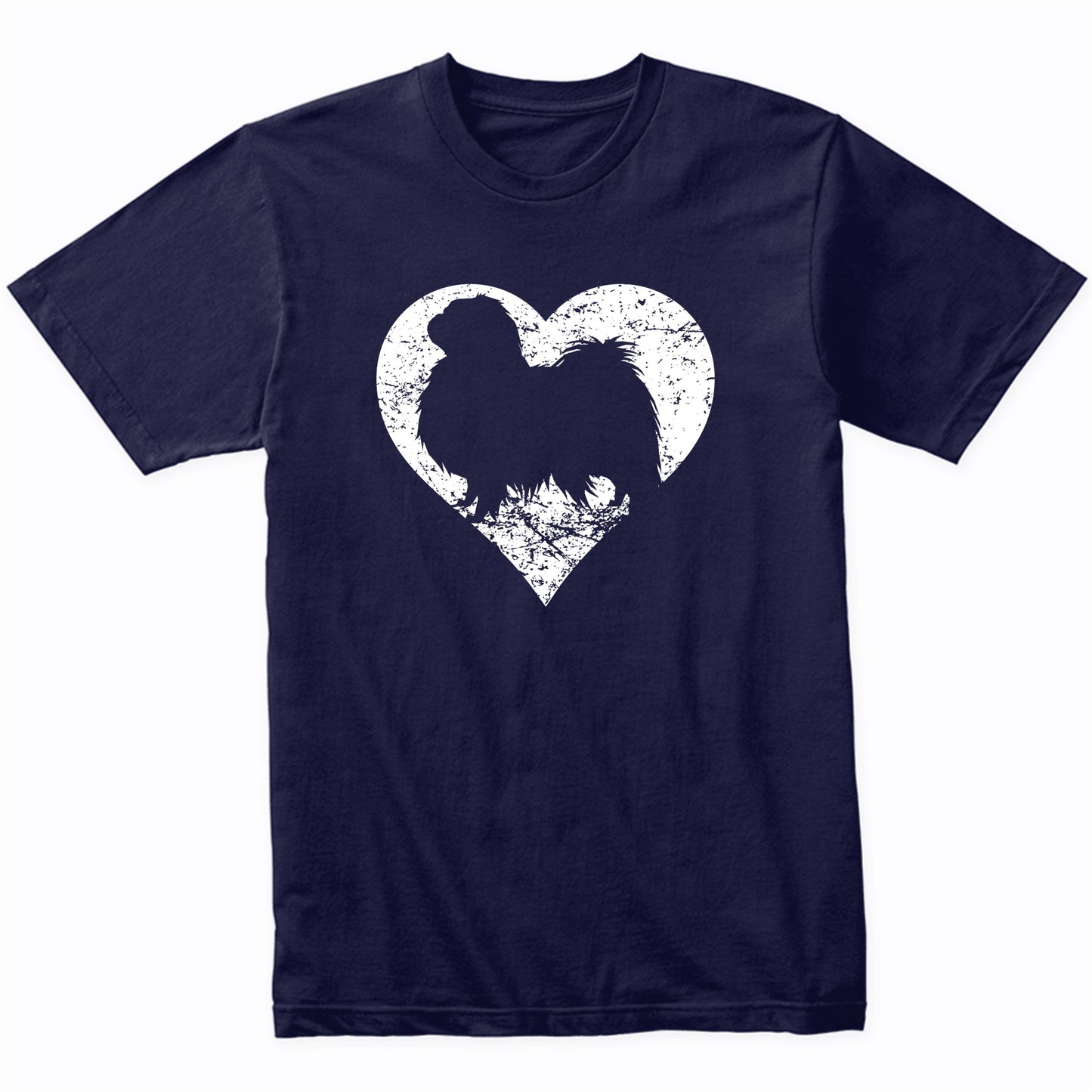Distressed Japanese Chin Heart Dog Owner Graphic T-Shirt