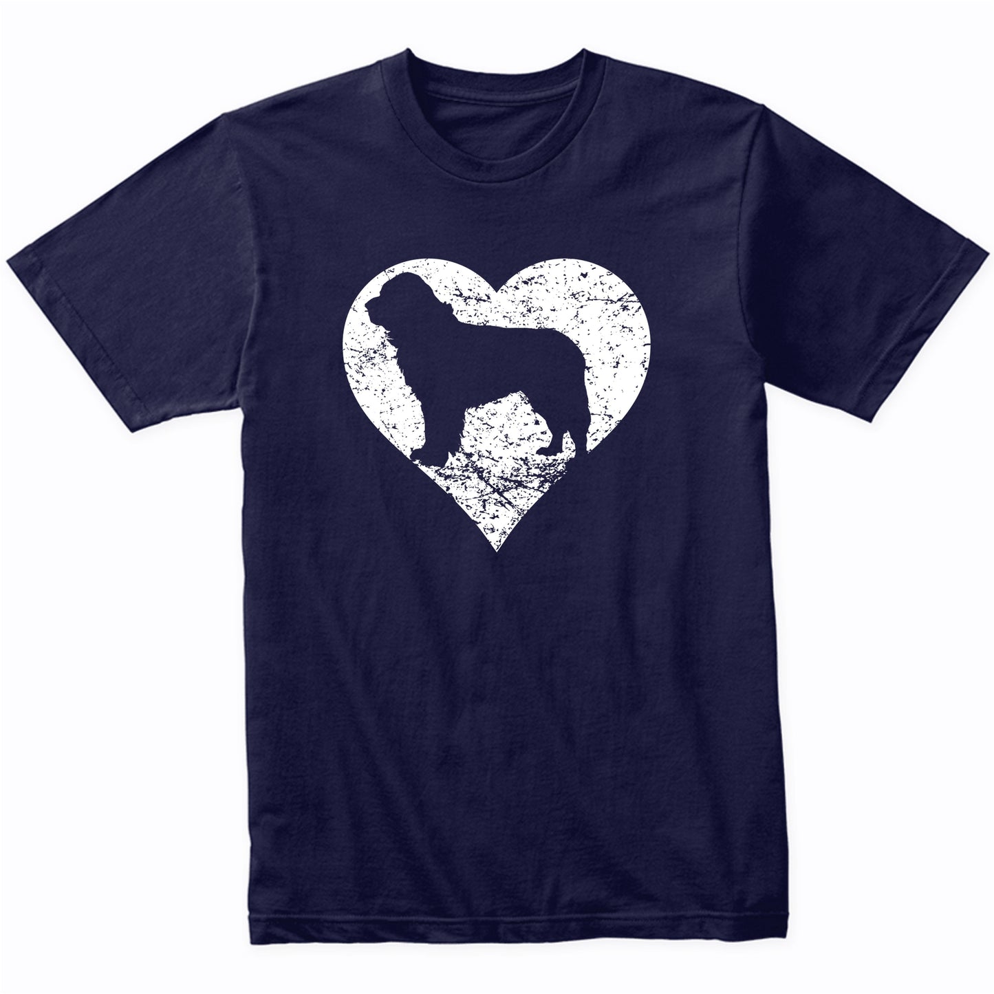 Distressed Newfoundland Heart Dog Owner Graphic T-Shirt