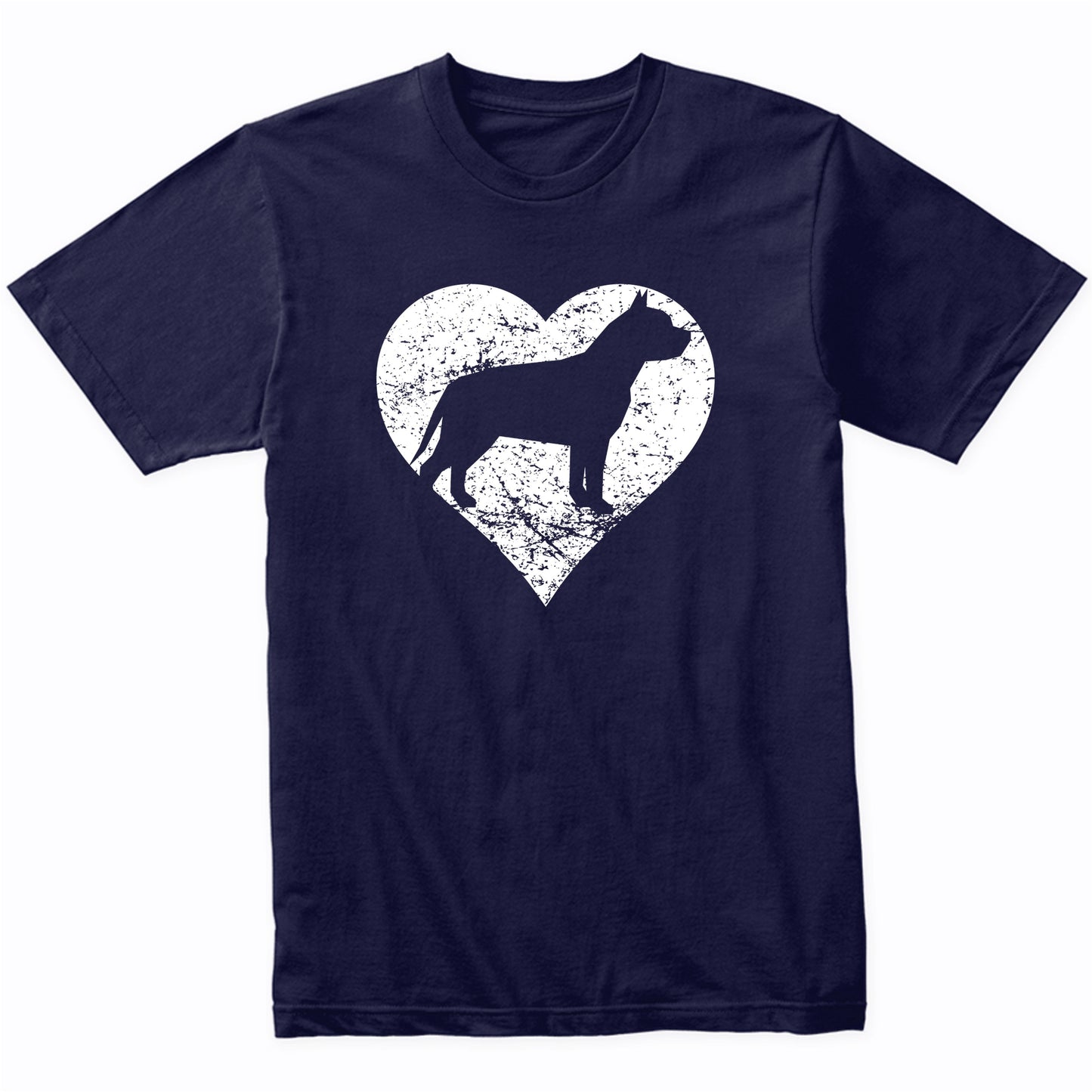Distressed Pit Bull Heart Dog Owner Graphic T-Shirt