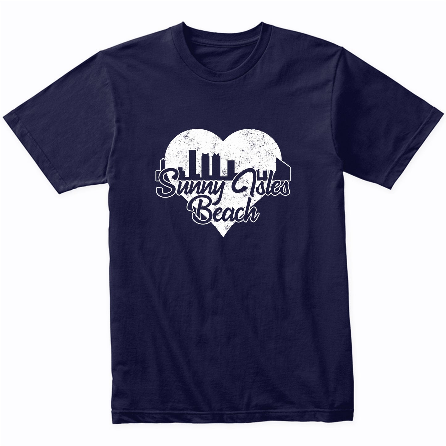 Retro Sunny Isles Beach Florida Skyline Heart Distressed T-Shirt