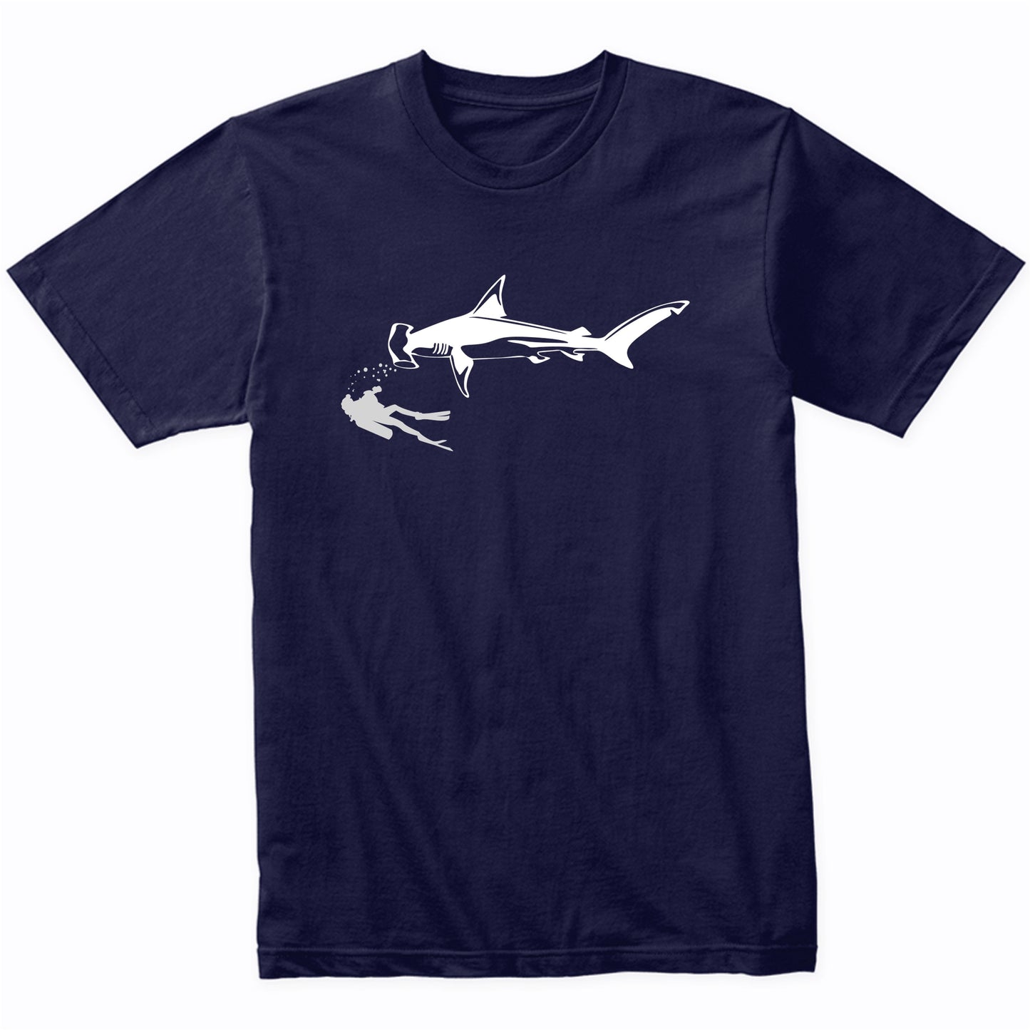 Scuba Diver Swimming With Great Hammerhead Shark T-Shirt