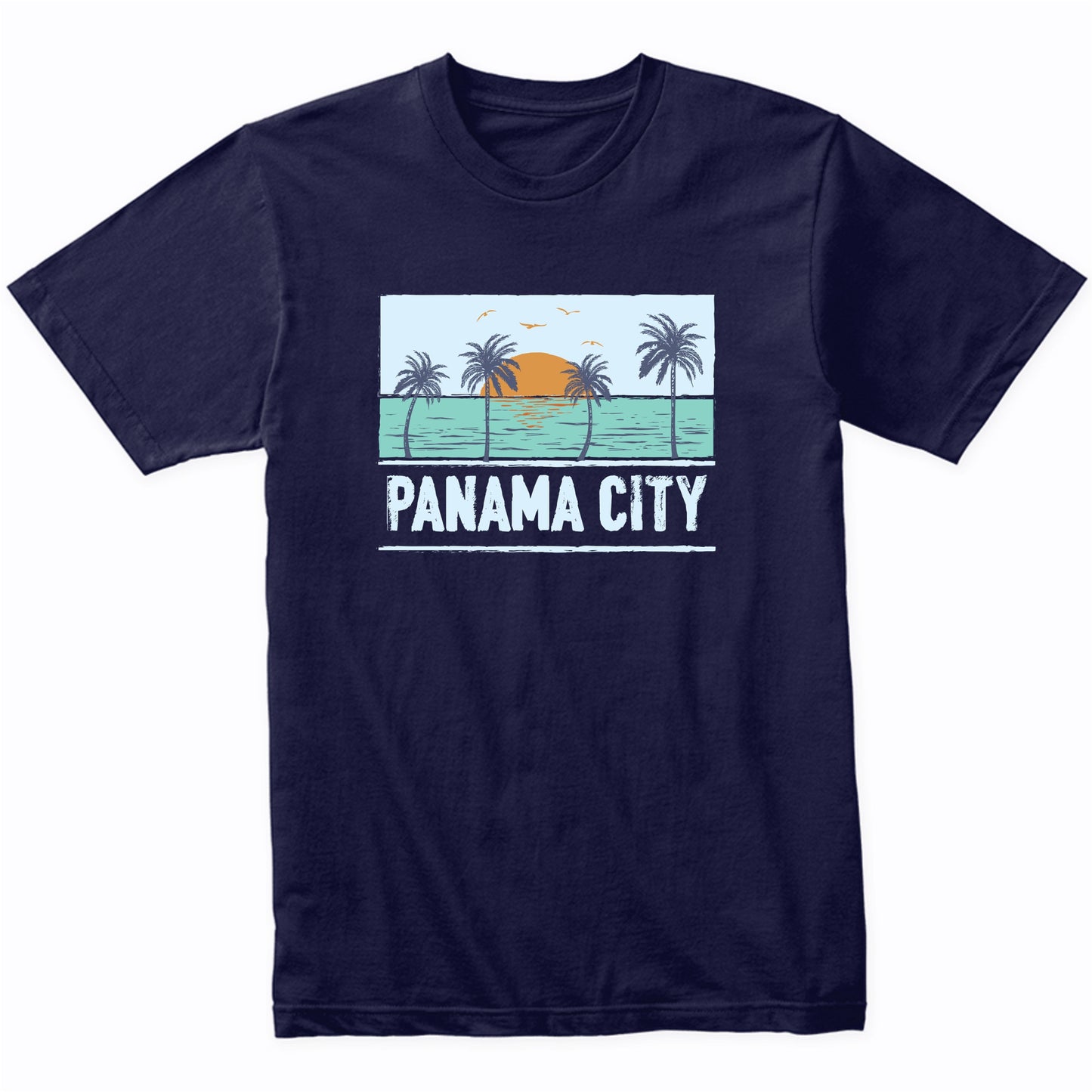Retro Panama City Florida Tropical Sunset Beach Vacation T-Shirt