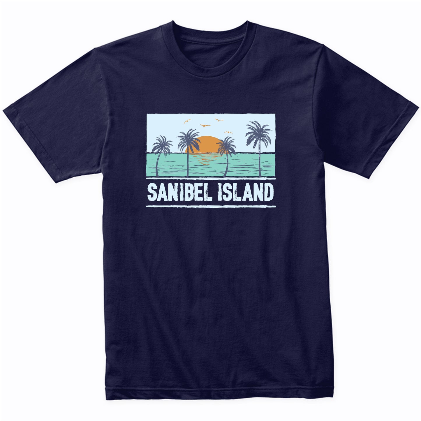 Retro Sanibel Island Florida Tropical Sunset Beach Vacation T-Shirt