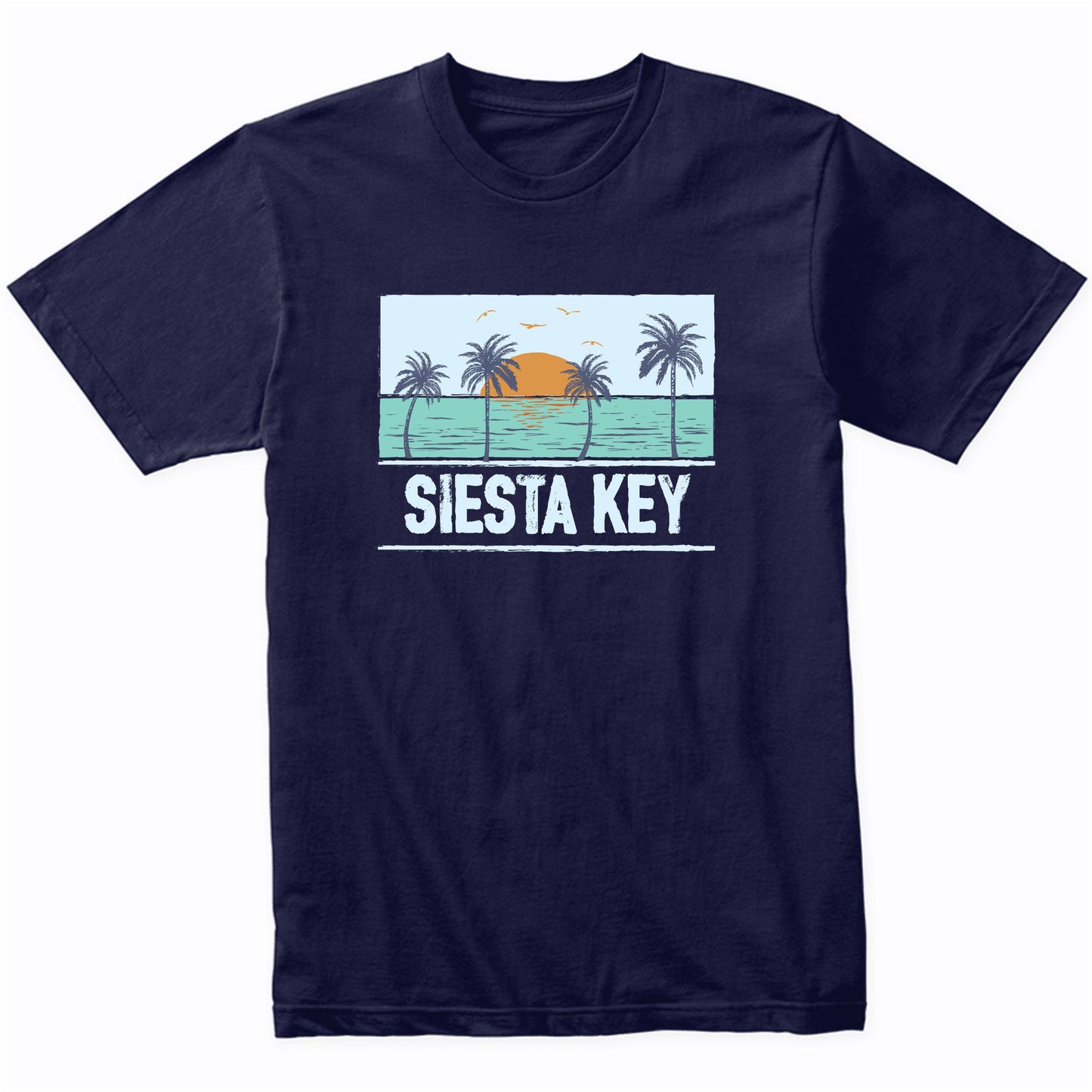 Retro Siesta Key Florida Tropical Sunset Beach Vacation T-Shirt
