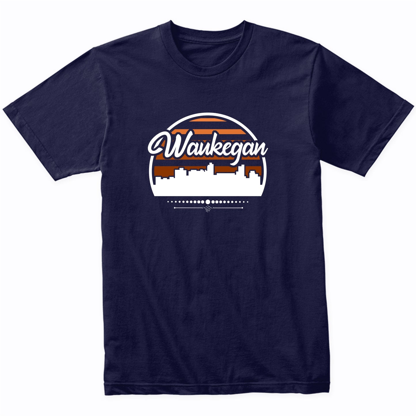 Retro Waukegan Illinois Sunset Skyline T-Shirt