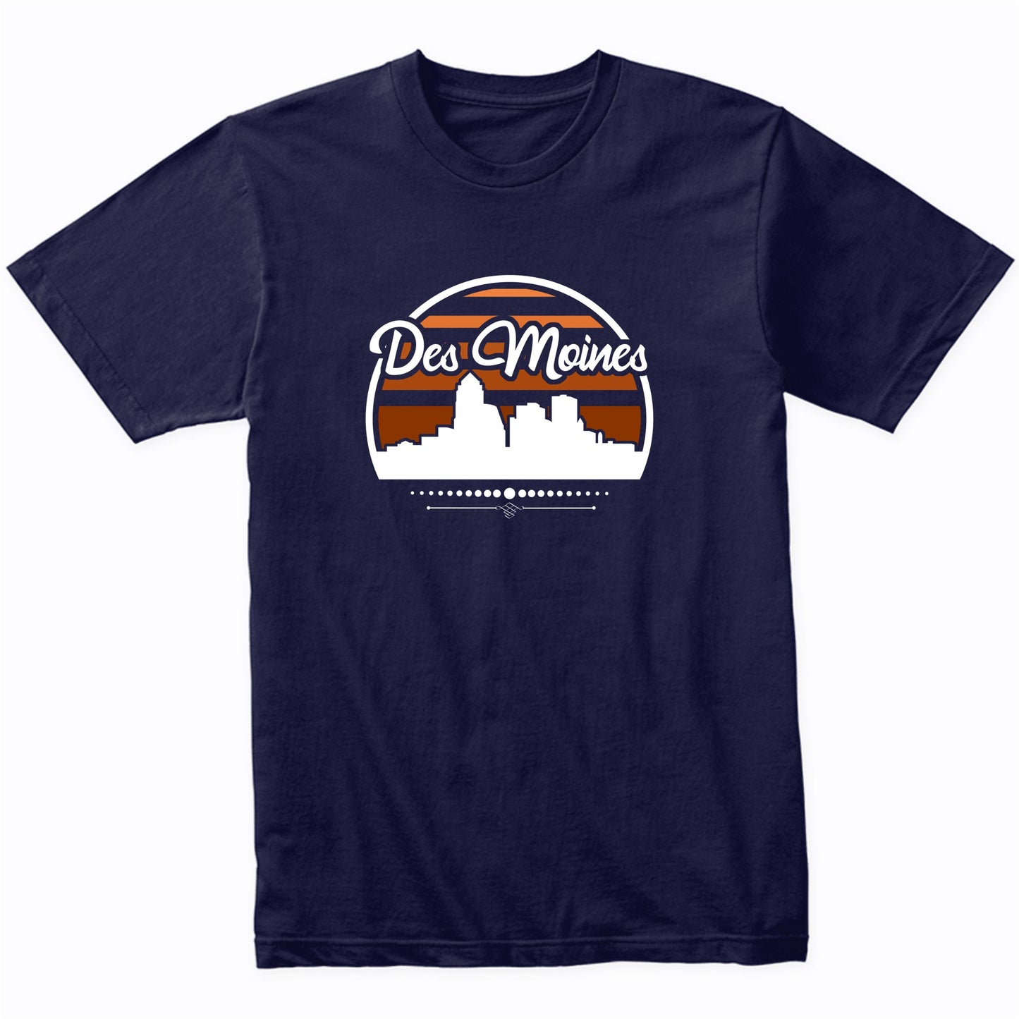 Retro Des Moines Iowa Sunset Skyline T-Shirt