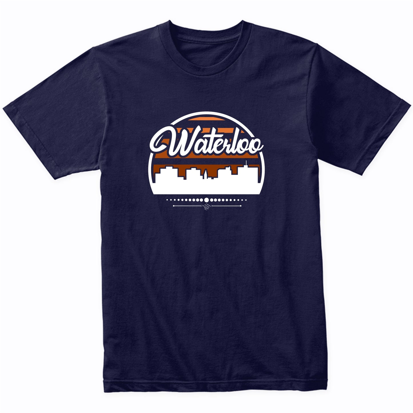 Retro Waterloo Iowa Sunset Skyline T-Shirt