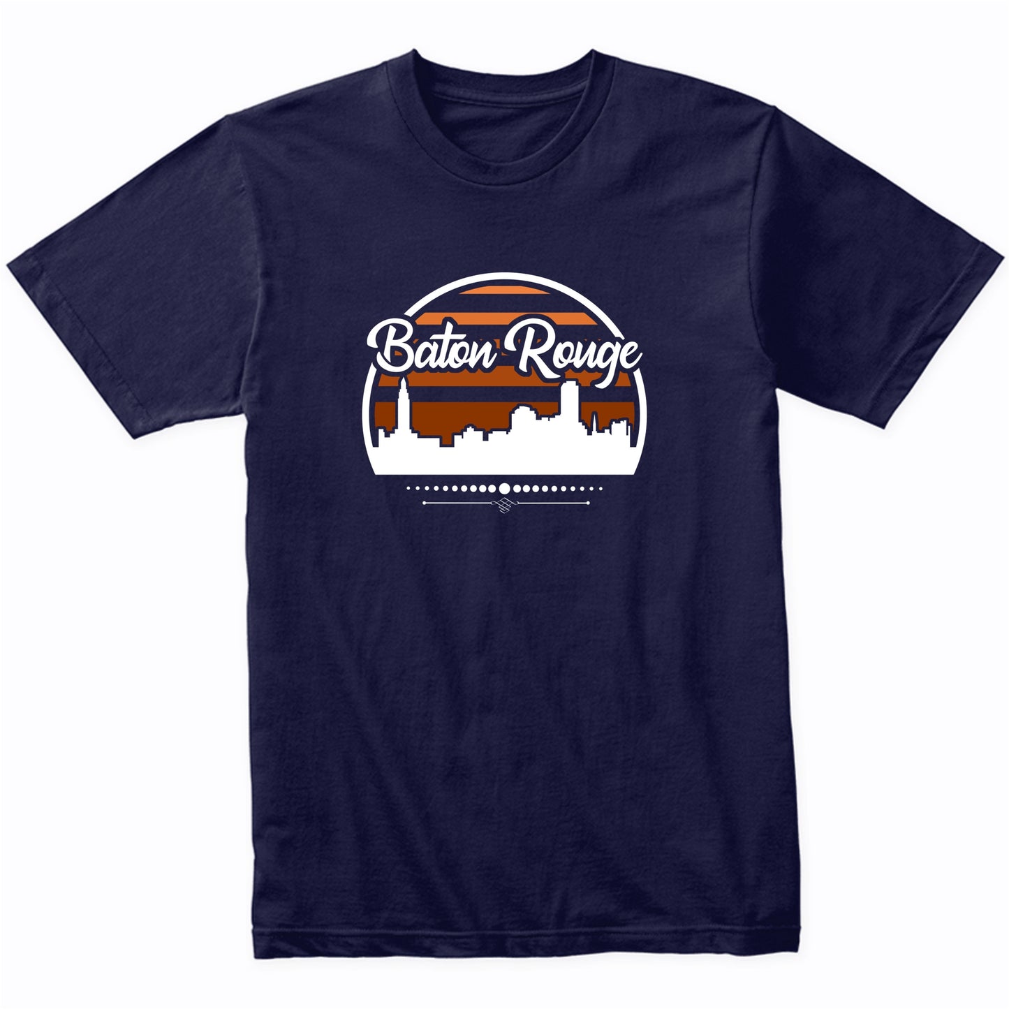 Retro Baton Rouge Louisiana Sunset Skyline T-Shirt