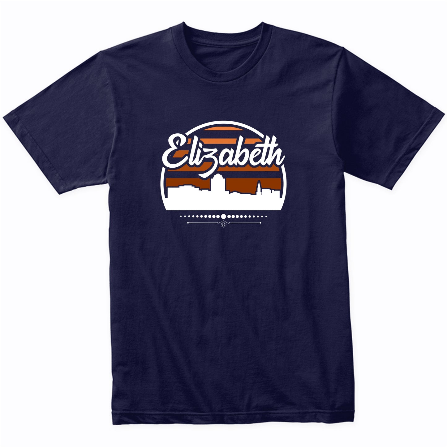 Retro Elizabeth New Jersey Sunset Skyline T-Shirt