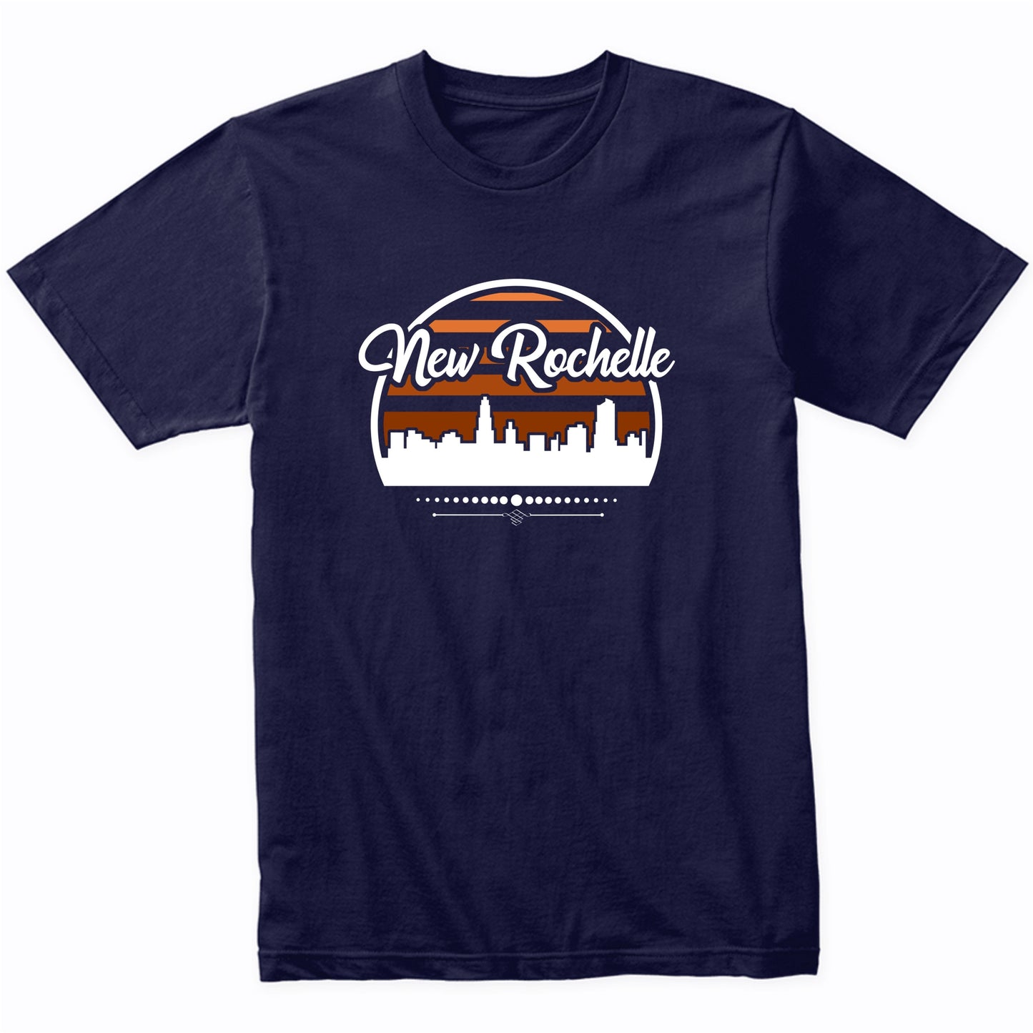 Retro New Rochelle New York Sunset Skyline T-Shirt