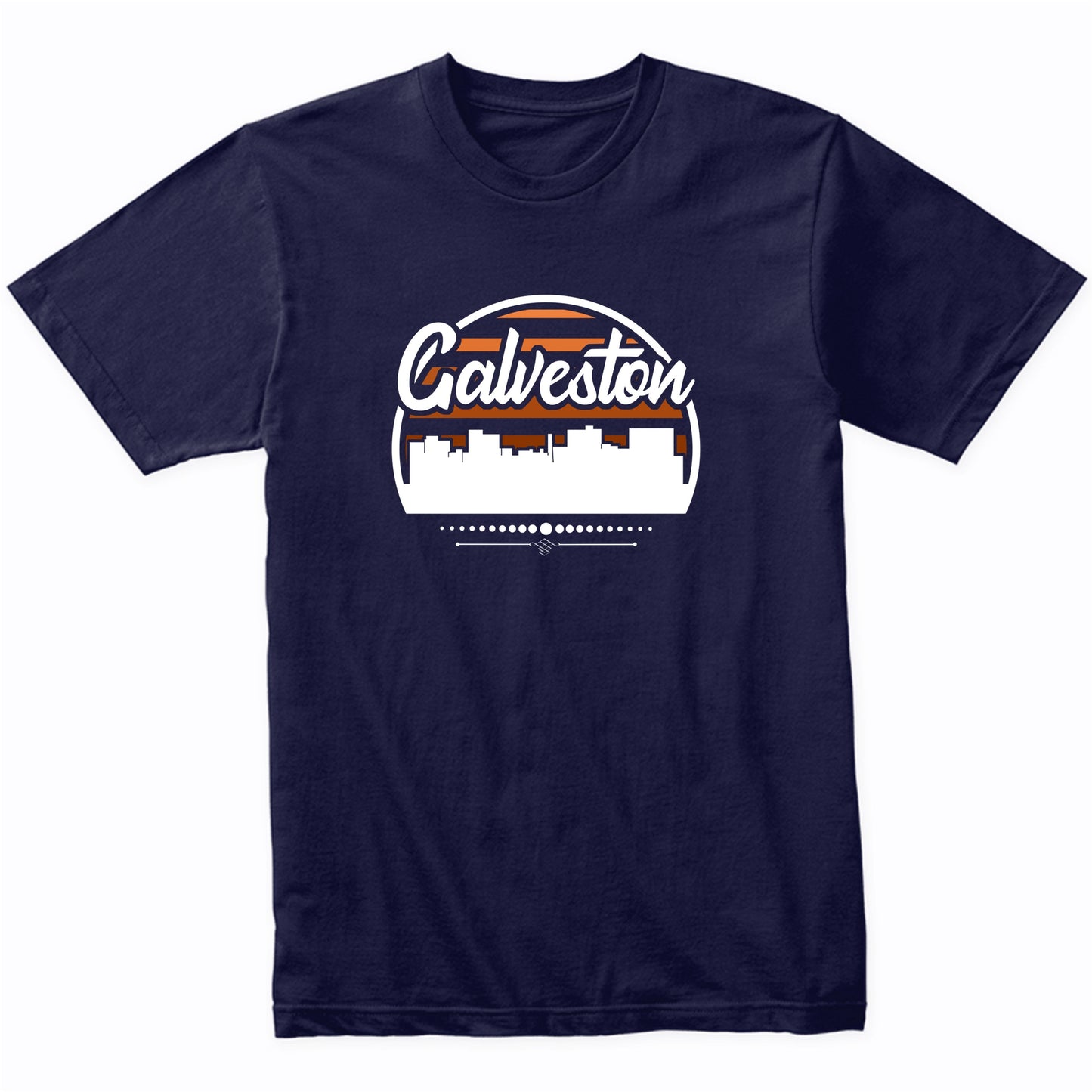 Retro Galveston Texas Sunset Skyline T-Shirt