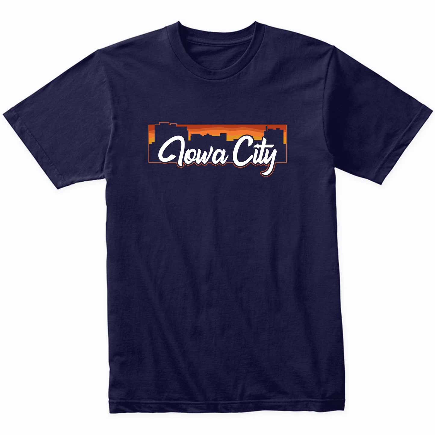 Vintage Style Retro Iowa City Iowa Sunset Skyline T-Shirt