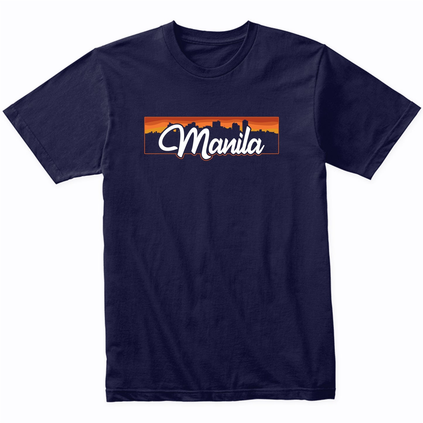 Vintage Style Retro Manila Philippines Sunset Skyline T-Shirt