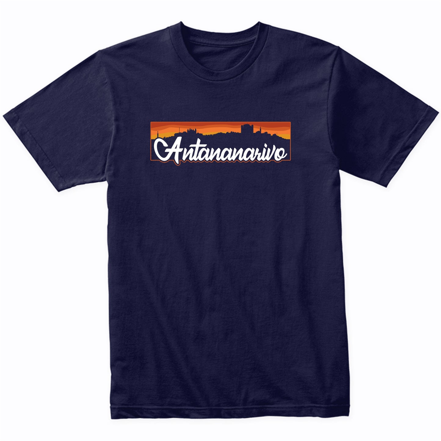 Vintage Style Retro Antananarivo Madagascar Sunset Skyline T-Shirt
